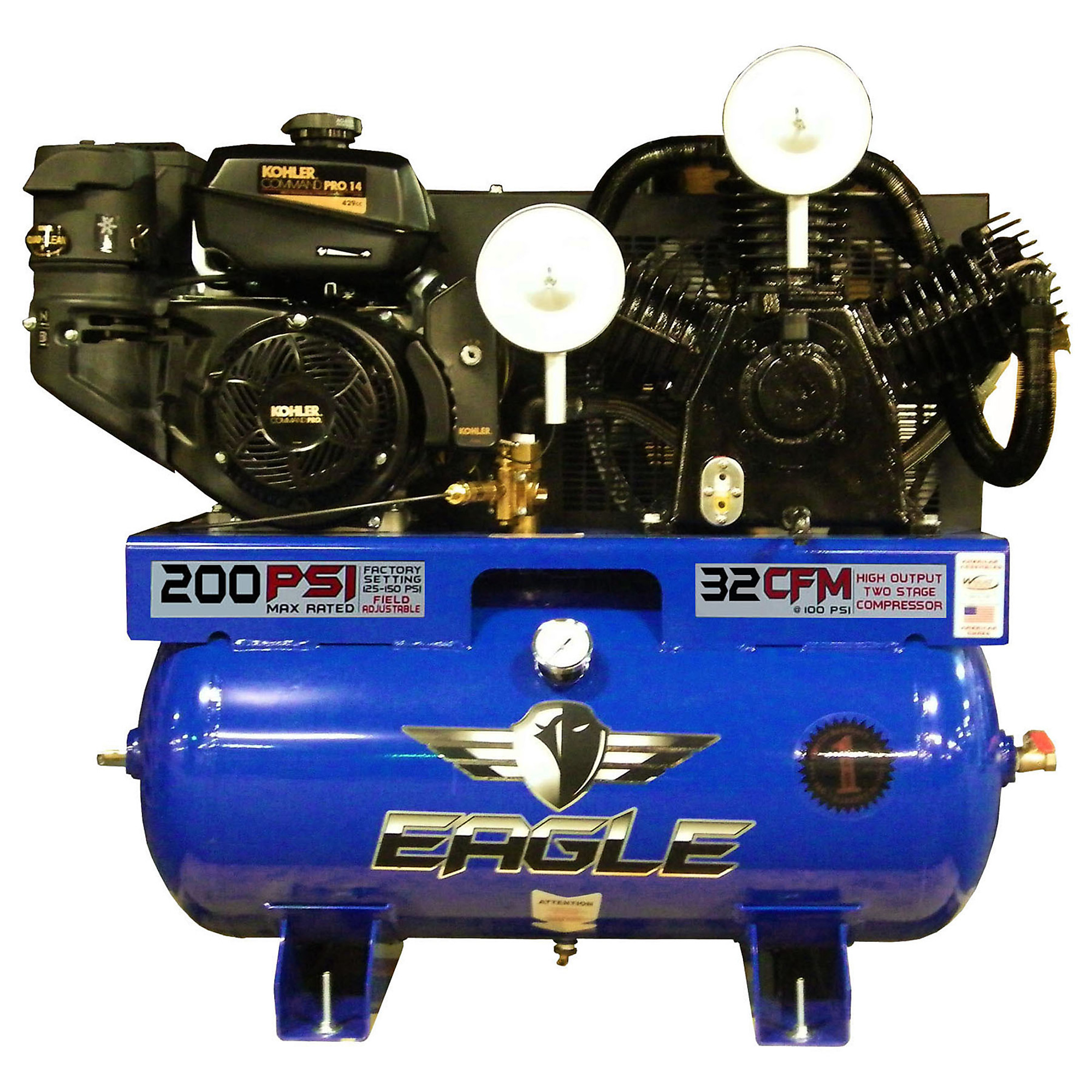 EAGLE, 30 Gallon Truck Mount Compressor, Horsepower 14 HP, Air Tank Size 30 Gal, Model# 14G30TRKE-KP