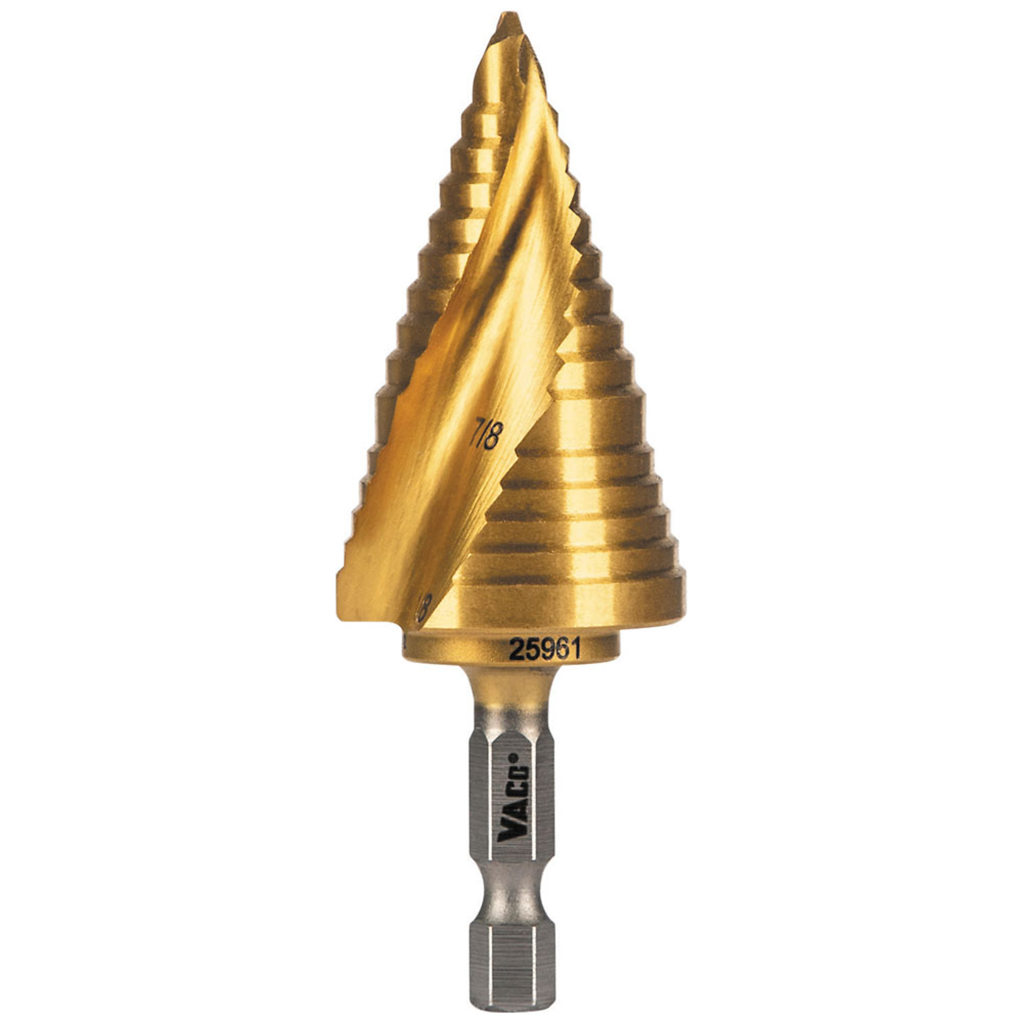 Klein Tools, 2-Step Drill Bit, Double-Fluted, 7/8in. to 1-1/8 Size (SAE) Multiple in, Included (qty.) 1 Model# 25961