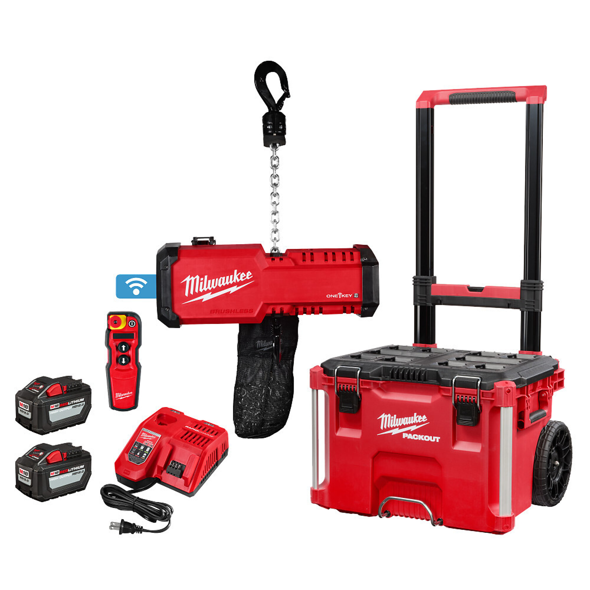 Milwaukee M18 Compact 1-Ton Chain Hoist with ONE-KEY, Model# 2983-22HD