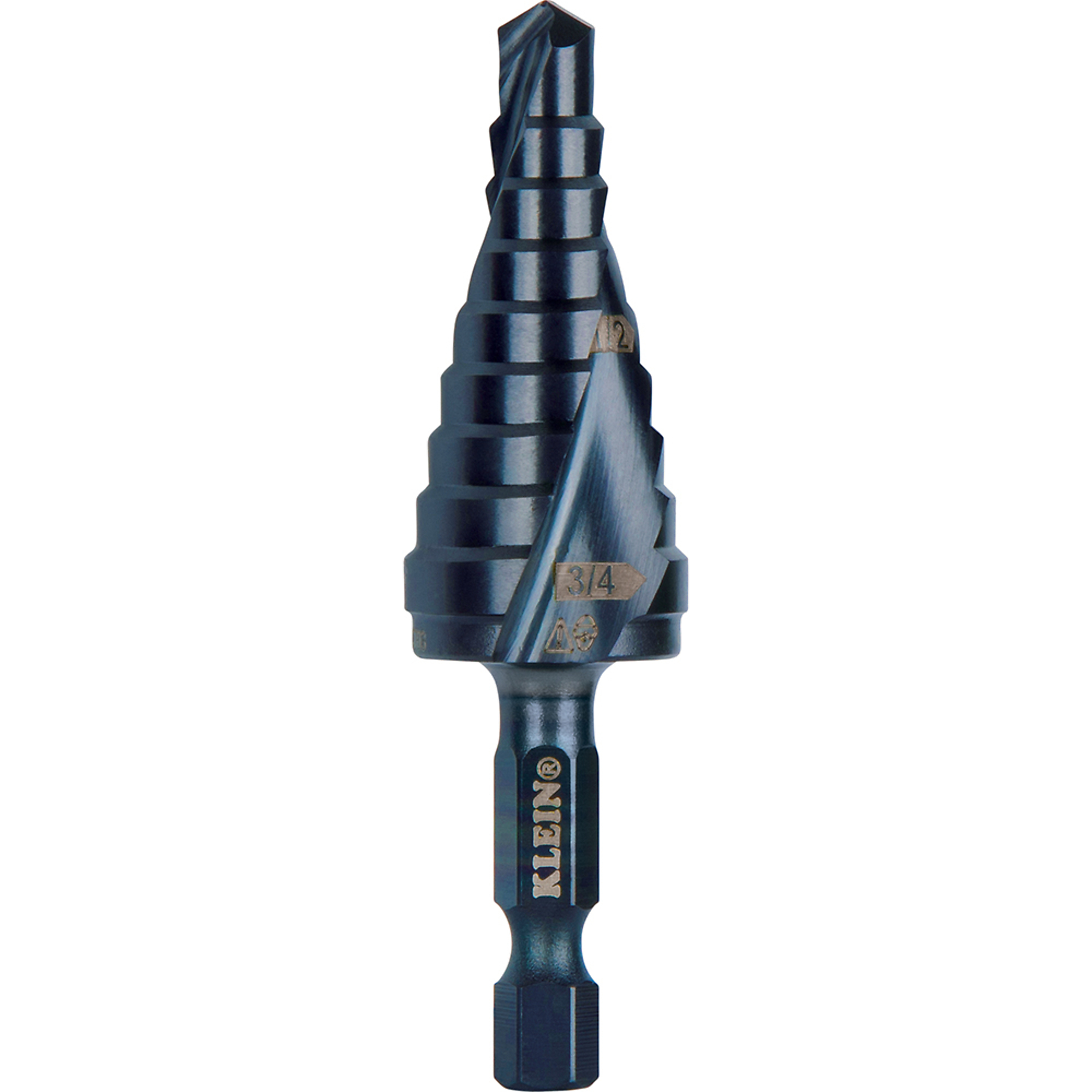 Klein Tools, Step Drill Bit, Quick Release, Double Spiral Flute, Size (SAE) Multiple in, Included (qty.) 1 Model# QRST03