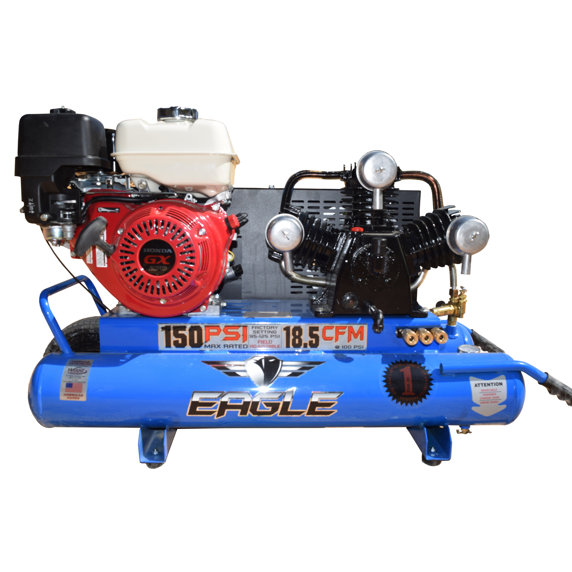 EAGLE, 10 Gallon 18.5 CFM Air Compressor, Horsepower 9 HP, Air Tank Size 10 Gal, Model# TT90G