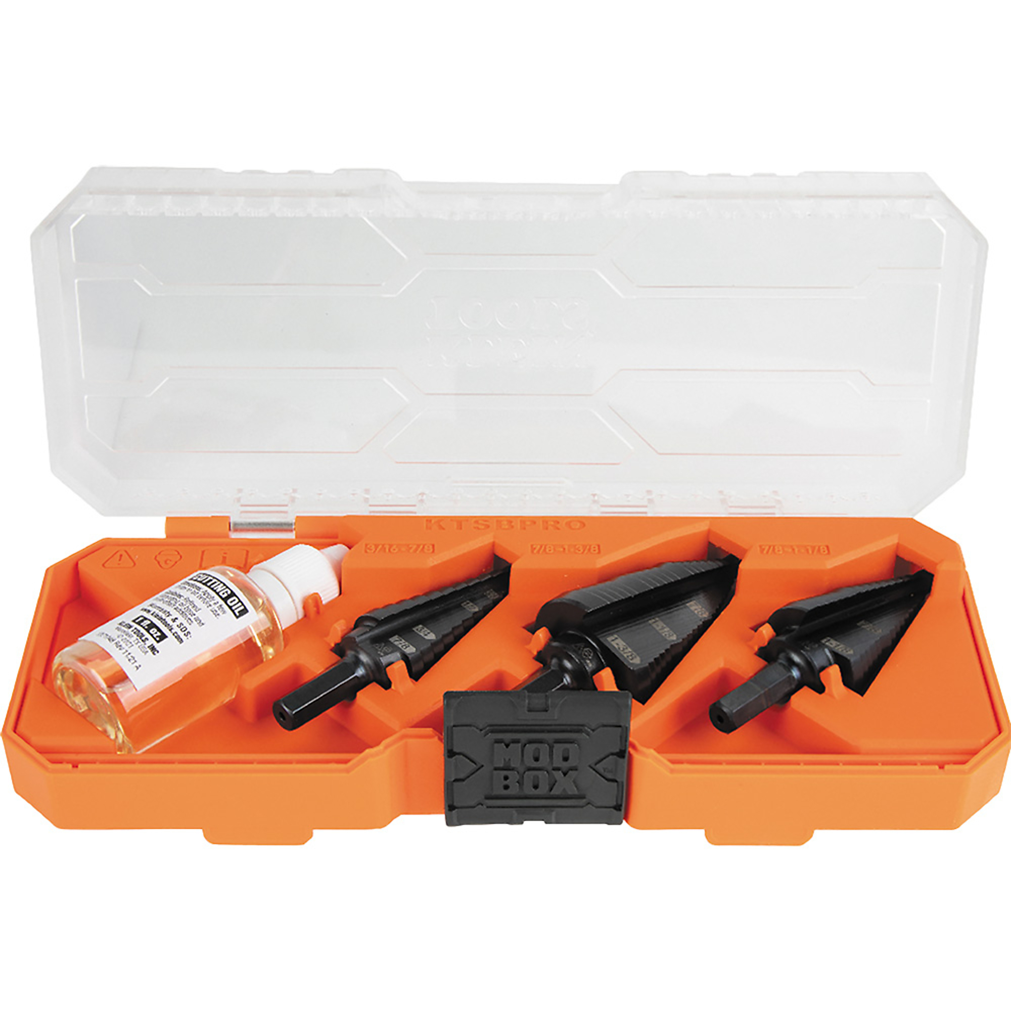 Klein Tools, Premium Electrician's 3/8in. Hex Step Bit Set, 3 Size (SAE) Multiple in, Included (qty.) 3 Model# KTSBSPRO