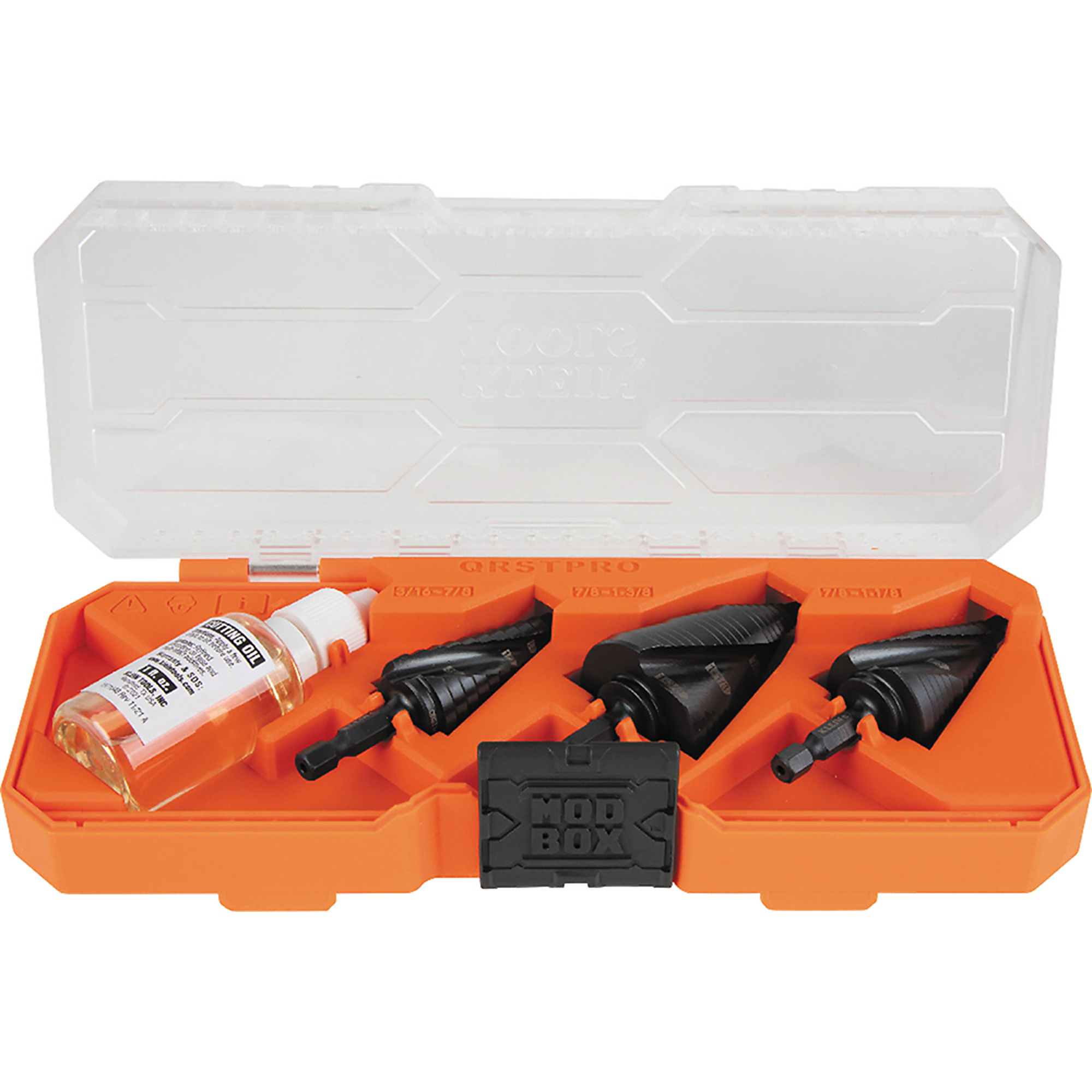Klein Tools, Premium Electrician's Quick Release Step Bit Set,, Size (SAE) Multiple in, Included (qty.) 3 Model# QRSTSPRO