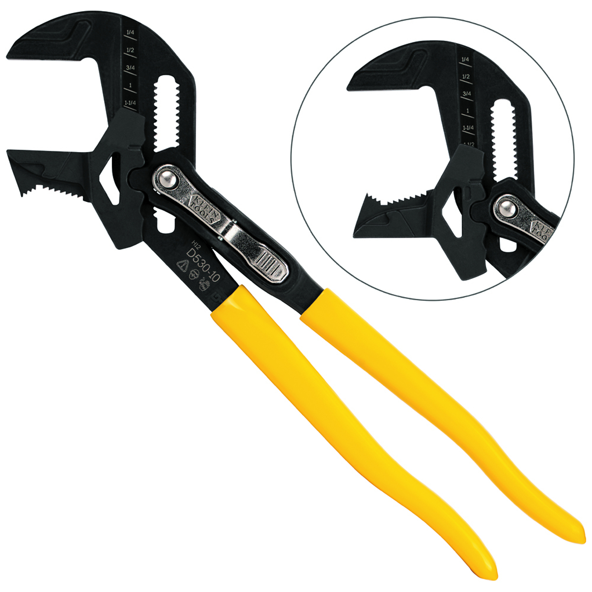 Klein Tools, Plier Wrench, 10in., Pieces (qty.) 1 Material Forged Steel, Jaw Capacity 2 in, Model# D53010