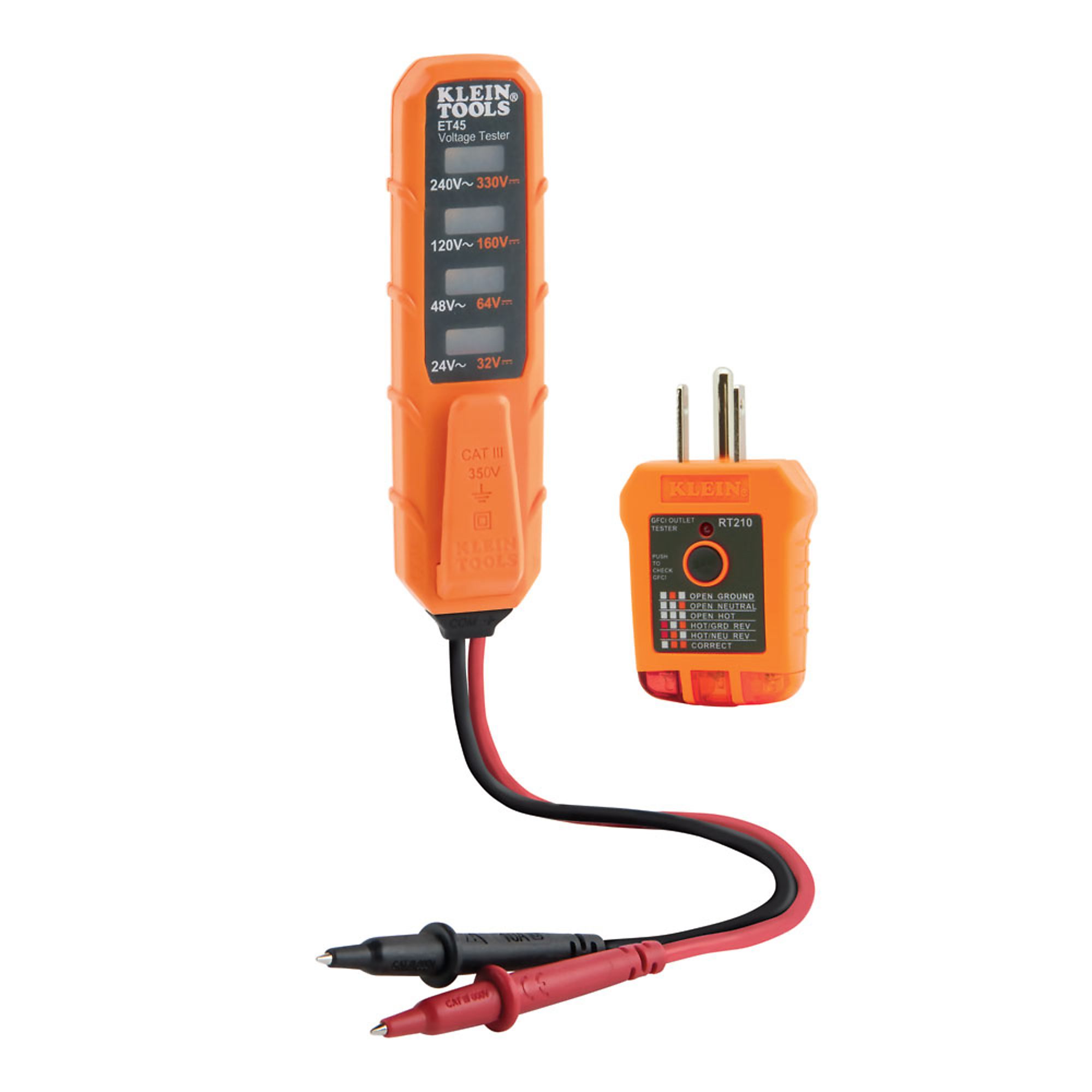 Klein Tools, AC/DC Voltage and GFCI Receptacle Outlet Test Kit, Model# ET45VP