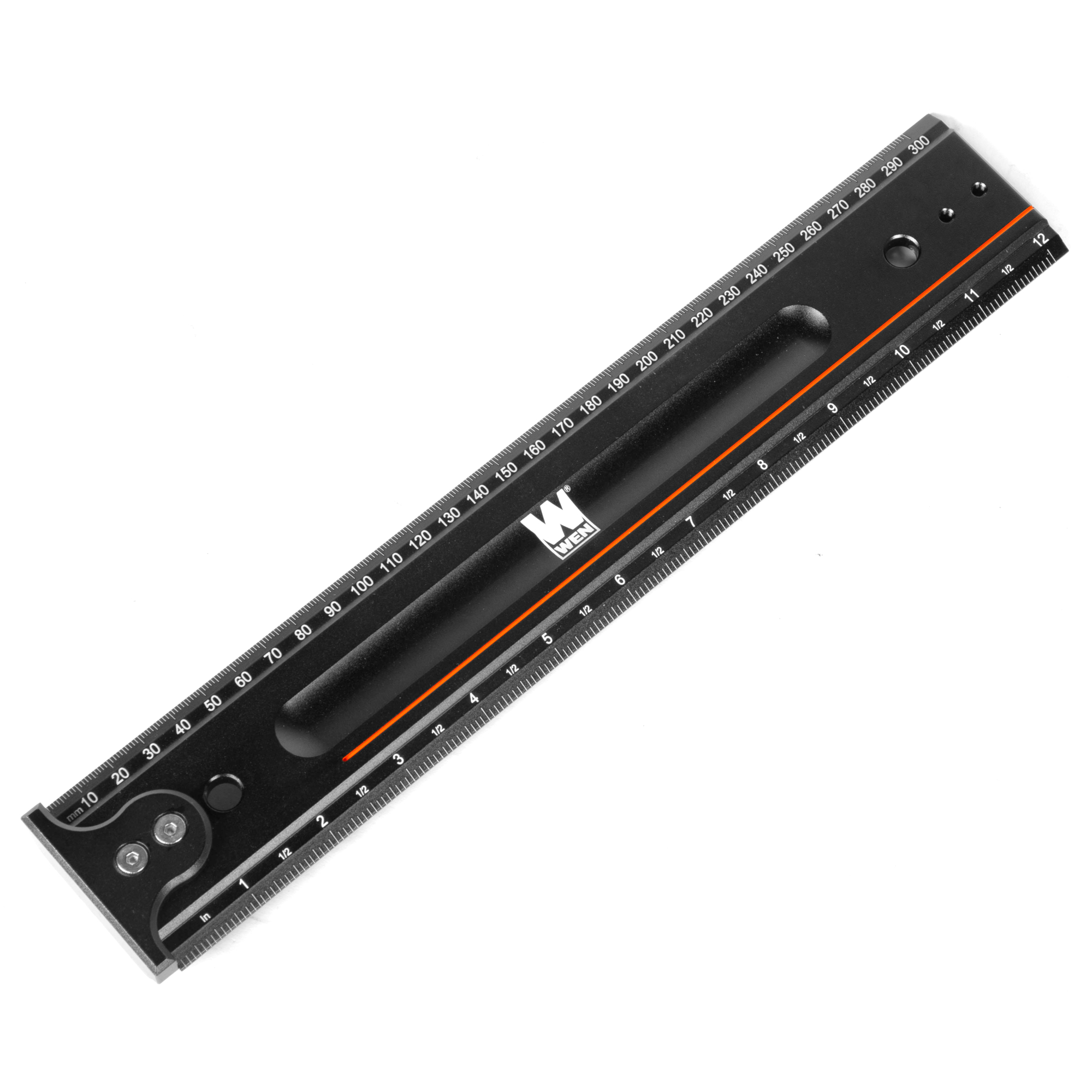 WEN Measuring Ruler - 12in., Laser-Etched Scale, Hook Stop, Anodized Aluminum, Model# ME812R