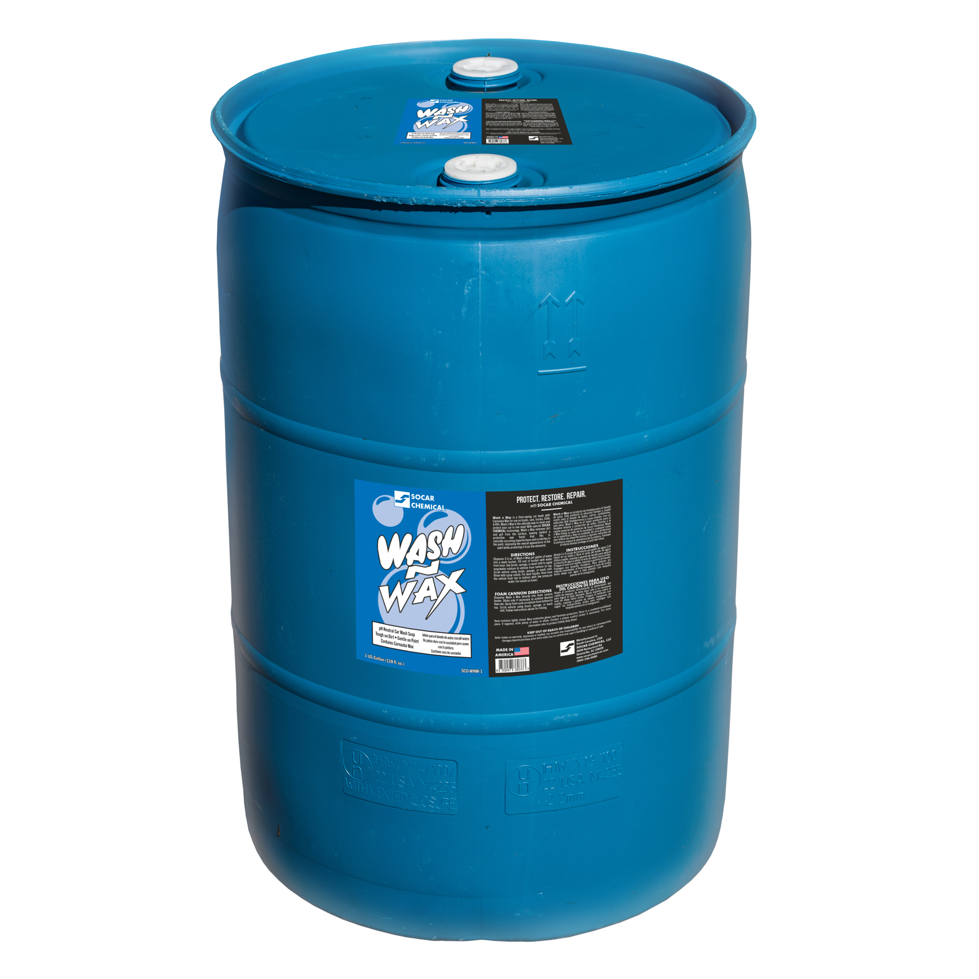 SOCAR Wash N Wax Car Wash Soap - 55 Gal., pH Neutral, Carnauba Wax, Model# SCO-WNW-55