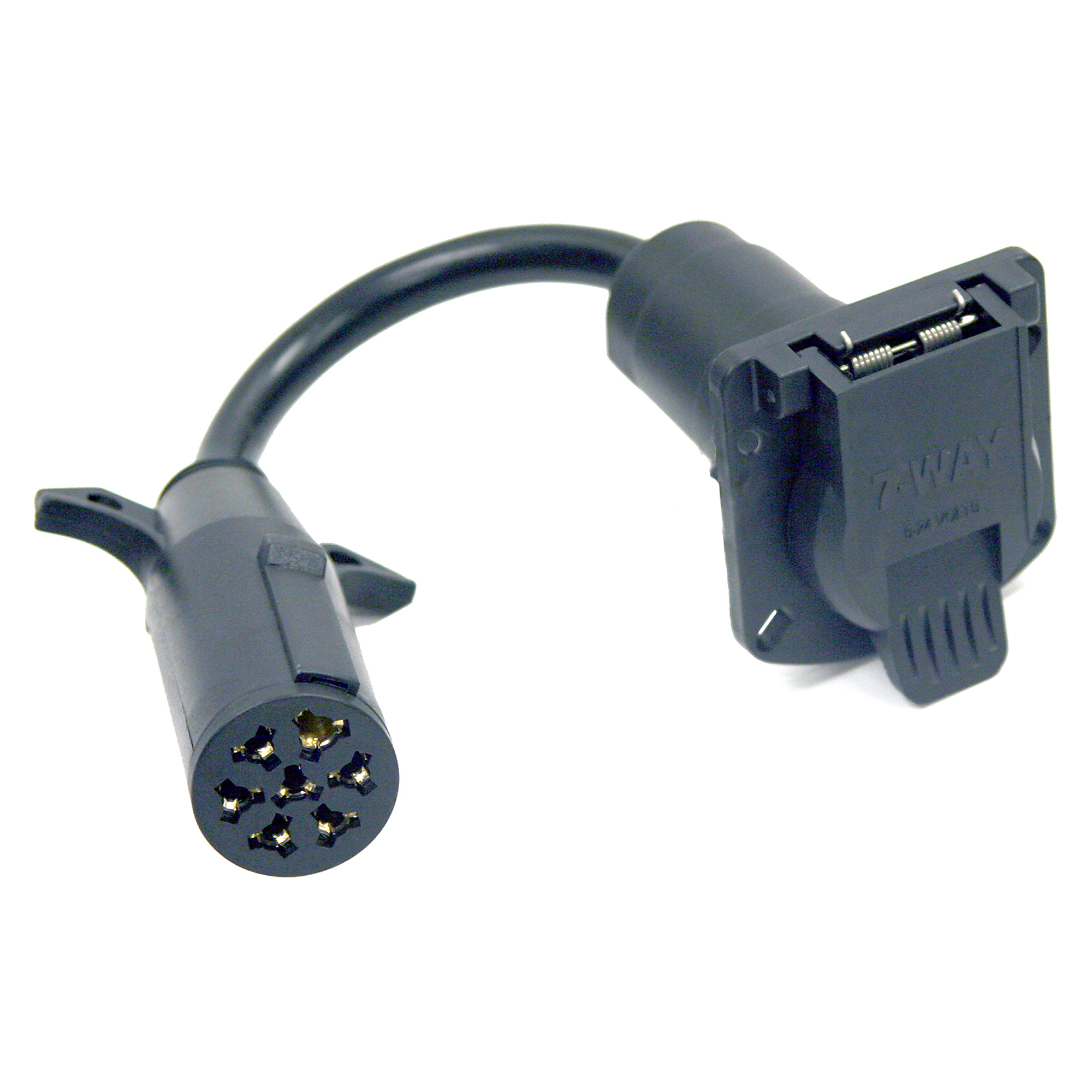 Buyers Products, 7-Way Round to 7-Way Flat Trailer Connector, Connection Location Vehicle Side, Model# TC1077P