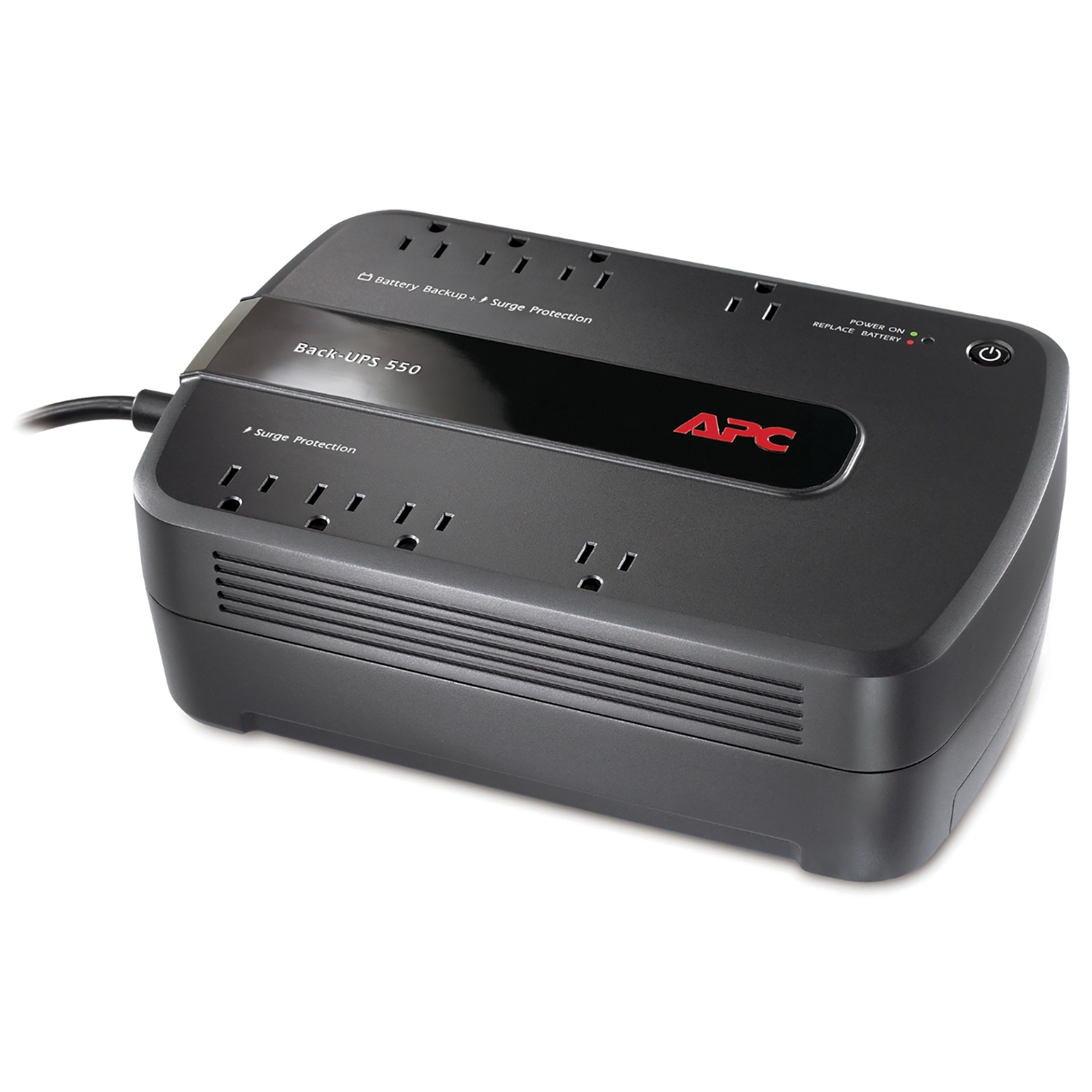 APC Back-UPS, 8-Outlet Battery Back-Up Surge Protector, Volts 550 Running Watts 330 W, Model# BE550G