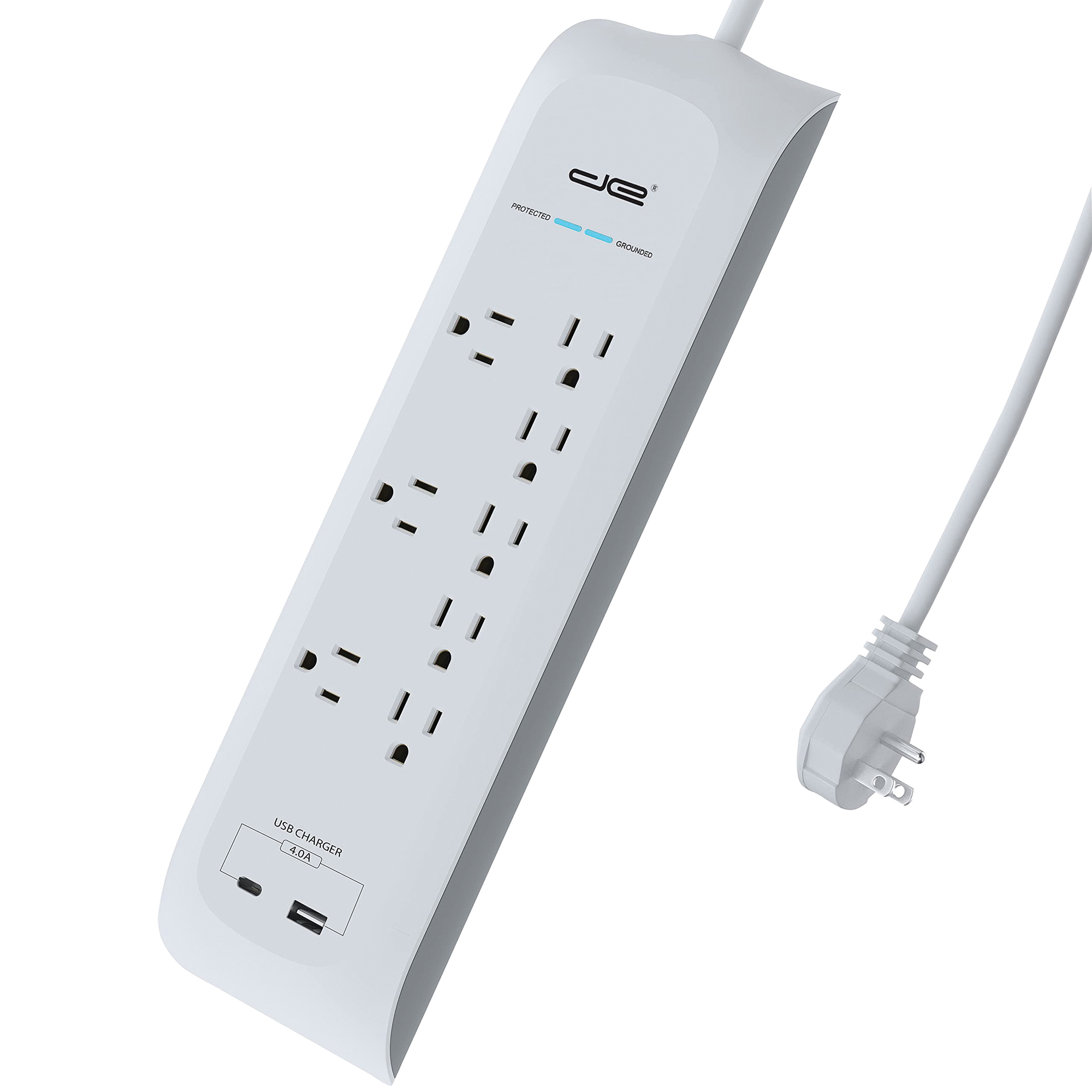 Digital Energy, 8-Outlet USB-A USB-C Surge Protector Power Strip, Cord Length 6 ft, Cable Gauge 14/3 Amps 15 Model# DEE1-1116