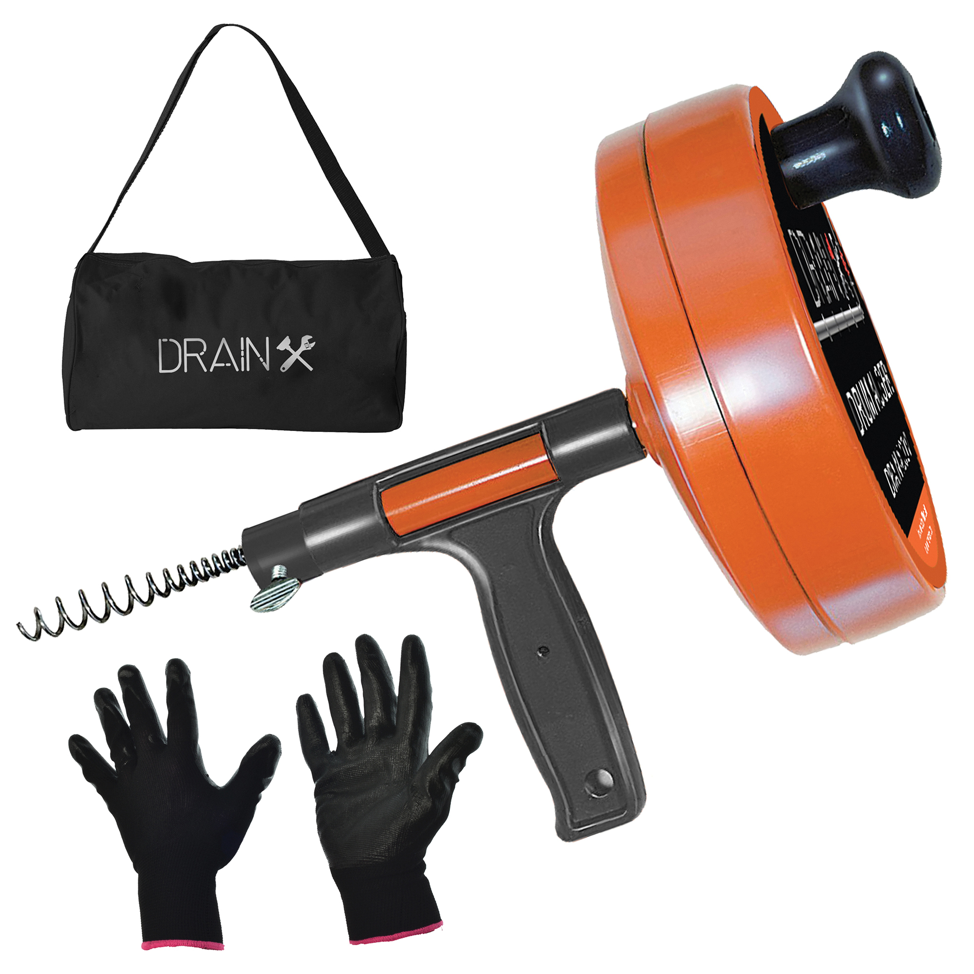 DrainX, Heavy-Duty Steel Pro Drum Drain Auger, 25ft., Color Family Multi, Model# EHX1-1010