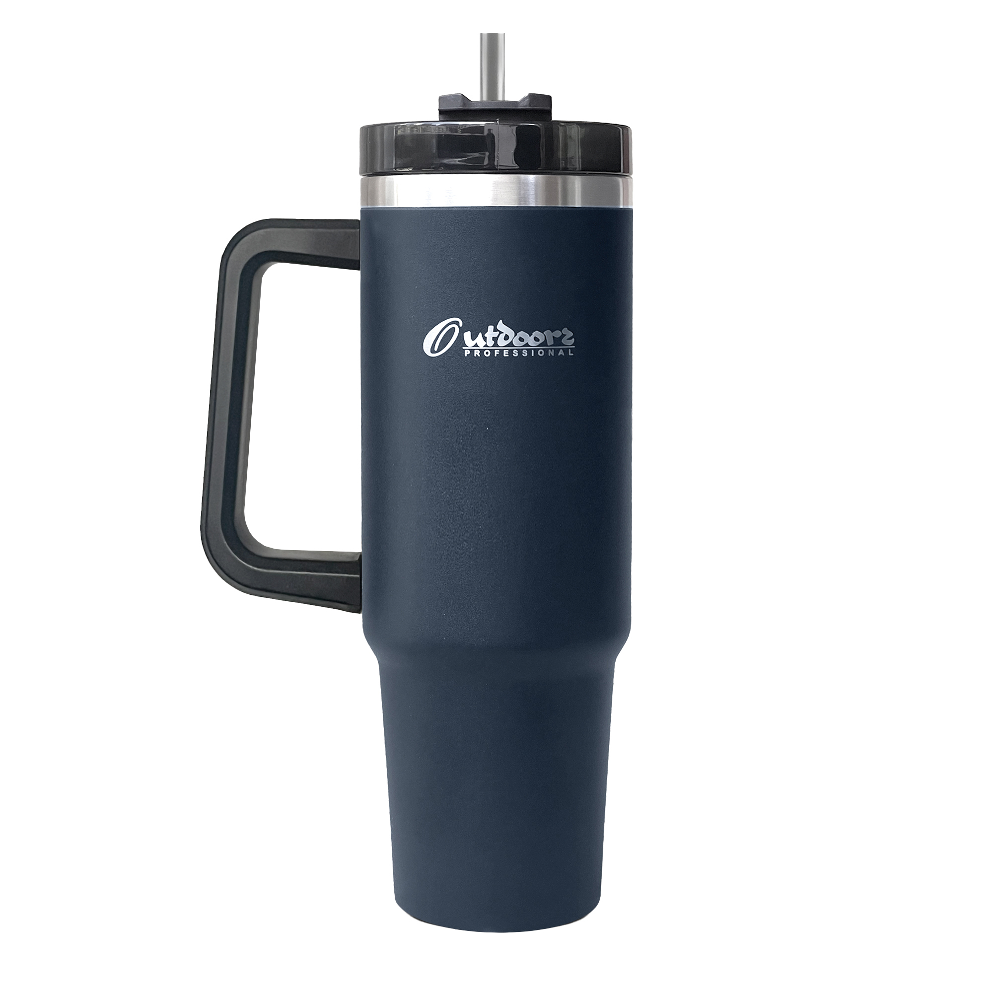 Outdoors Professional, Double-Walled Insulated Tumbler with Straw, Size 40 oz, Color Navy, Model# OUTD9058