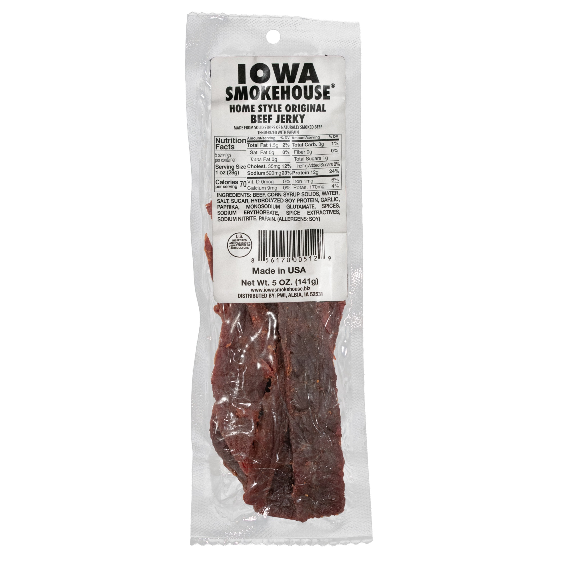 Iowa Smokehouse, 5 oz Beef Jerky Homestyle Original, Model# is-5jn