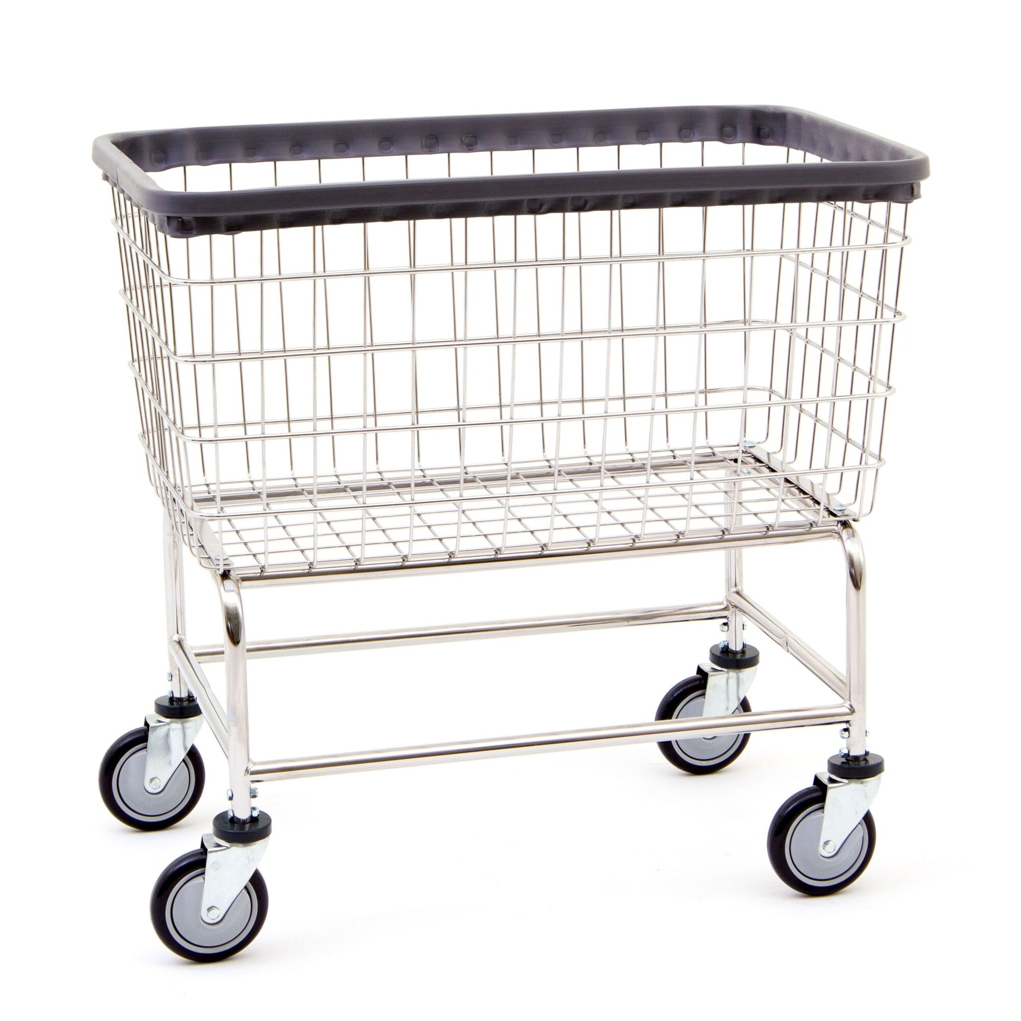 R&B Wire Products, Inc., Large Capacity Wire Laundry Cart, Chrome, Total Capacity 125 lb, Model# 200CFC