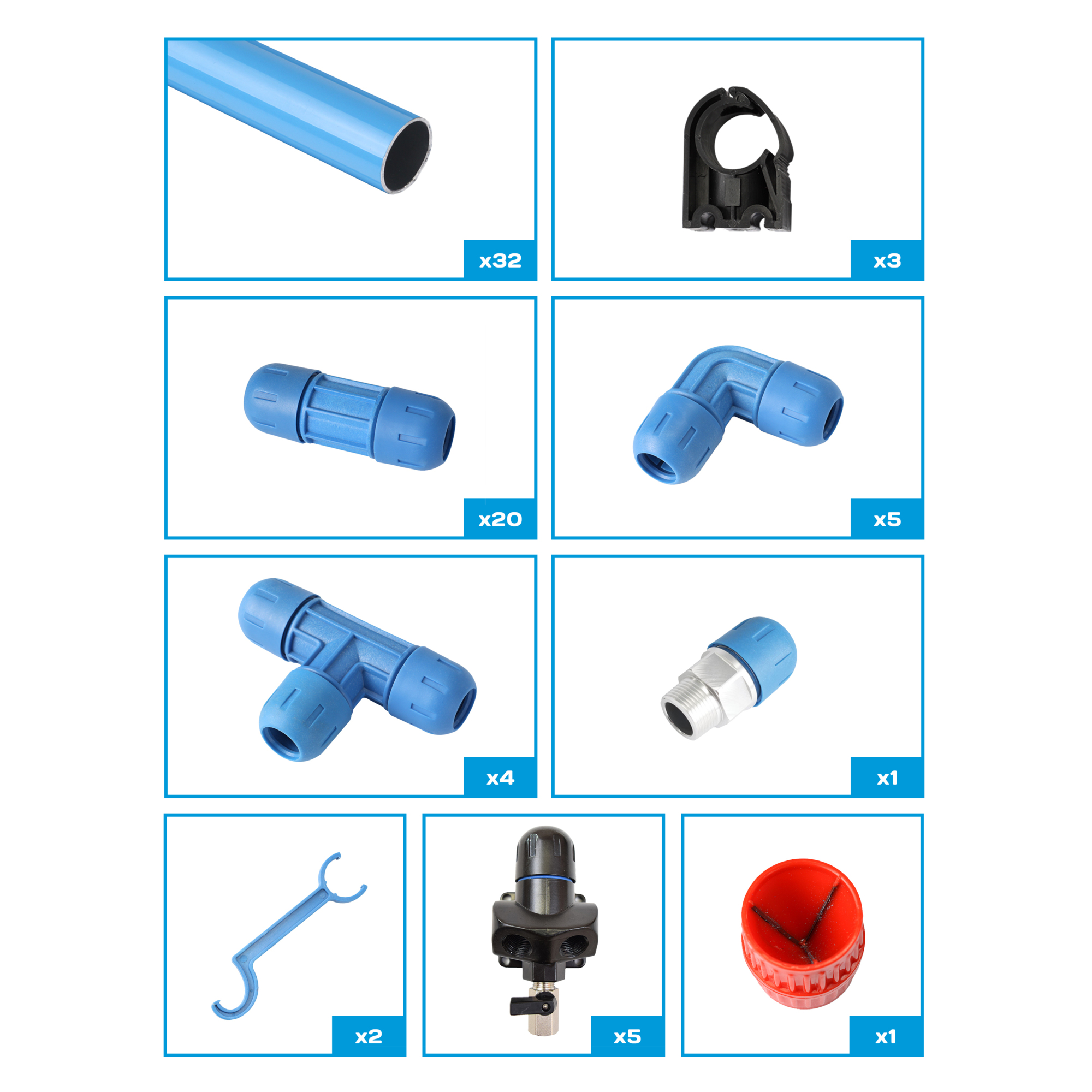 RapidAir, 1in. FASTPIPE MASTER KIT 240ft., Max. PSI 190 Pieces (qty.) 32 Model# F28240