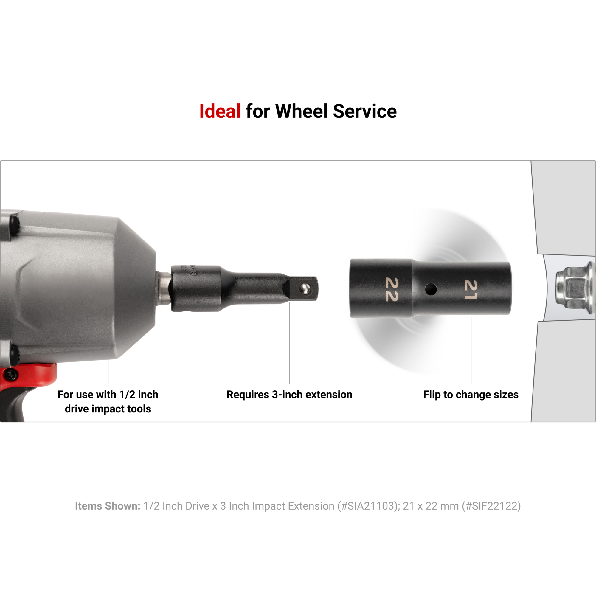 TEKTON 1/2 Inch Drive 17 x 19 mm Deep Thin Wall Impact Flip Socket