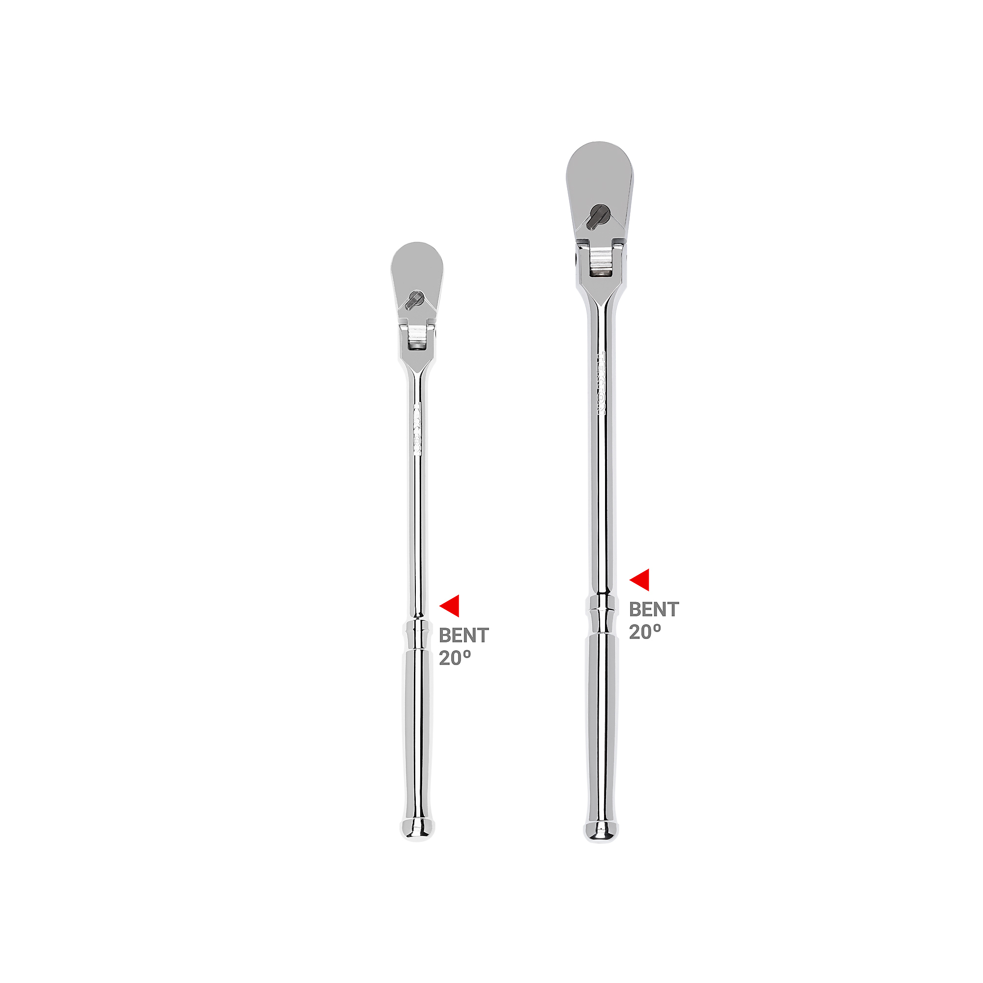 TEKTON 3/8, 1/2 Inch Drive Flex Head Bent Handle Non-Quick-Release Long Ratchet Set, 2-Piece (12, 14 in.) | SRH99203