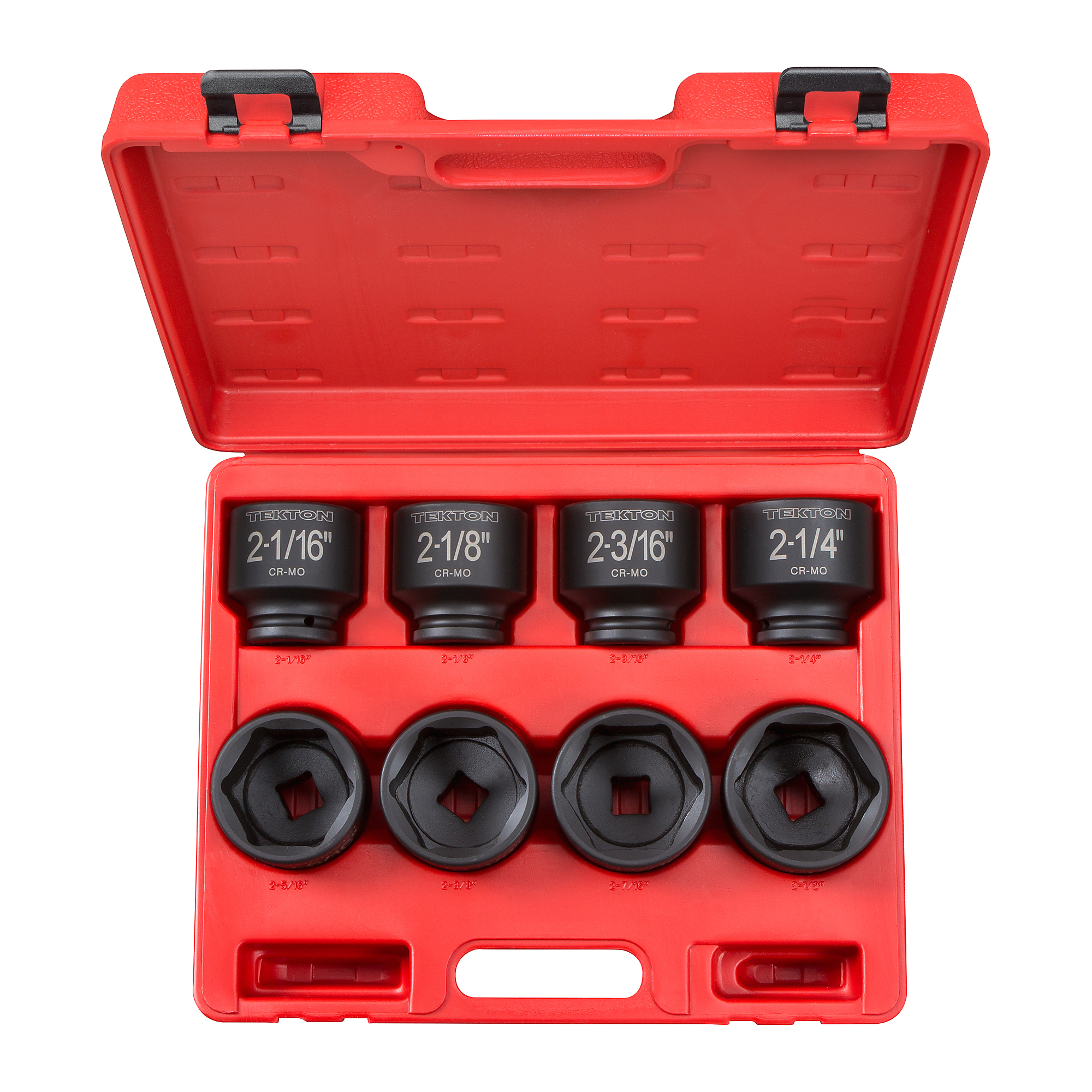 TEKTON 3/4 Inch Drive Shallow 6-Point Impact Socket Set with Case, 8-Piece (2-1/16 - 2-1/2 in.) | 4893