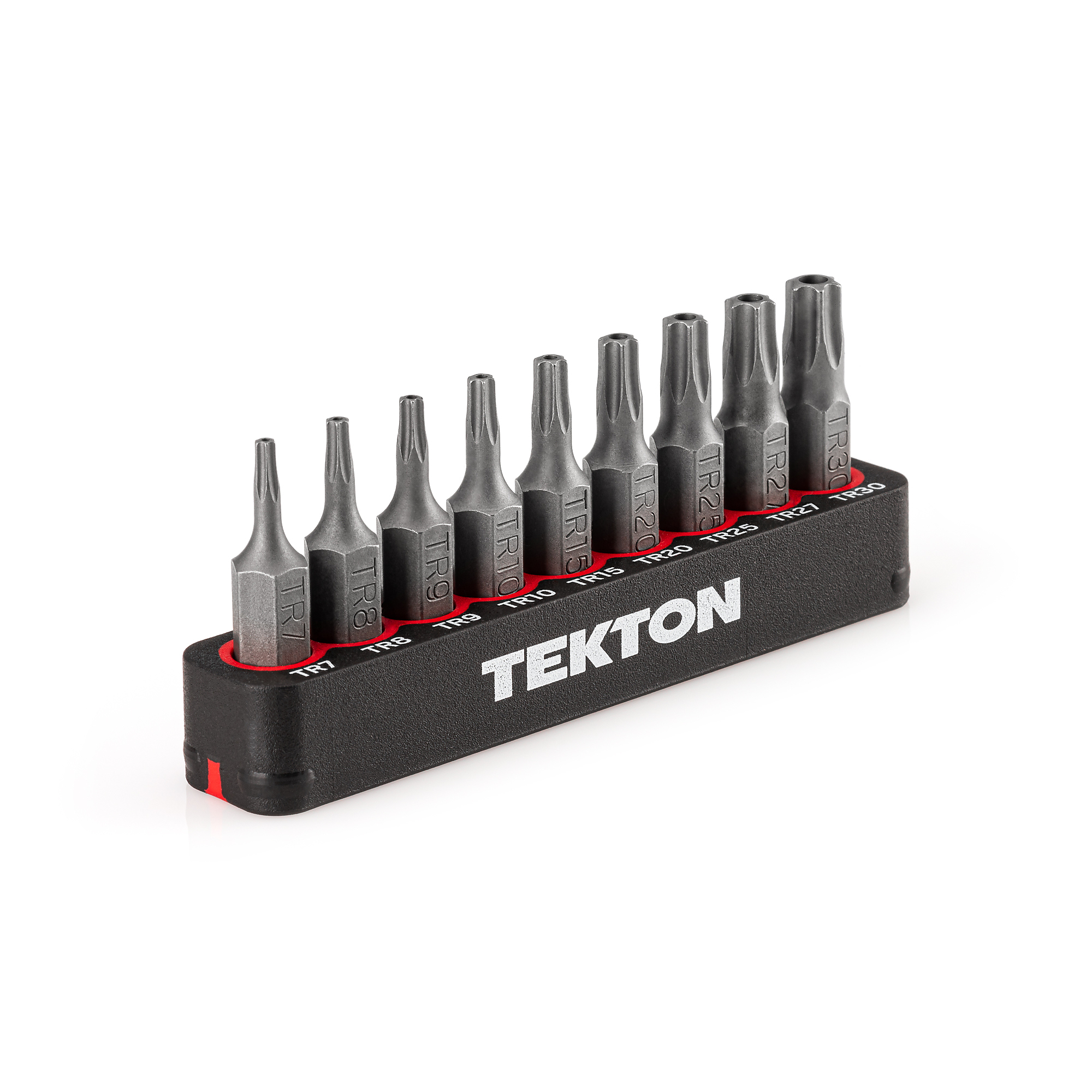 TEKTON 1/4 Inch Tamper Star Bit Set with Rail, 9-Piece (TR7 - TR30) | DZT93002