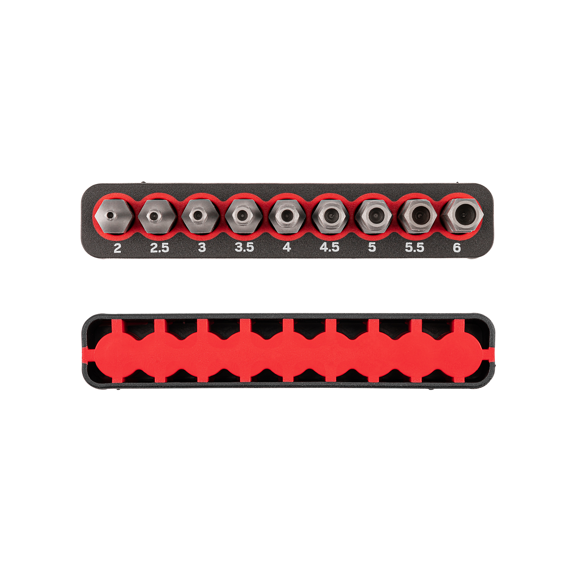 TEKTON 1/4 Inch Tamper Hex Bit Set with Rail, 9-Piece (2 - 6 mm
