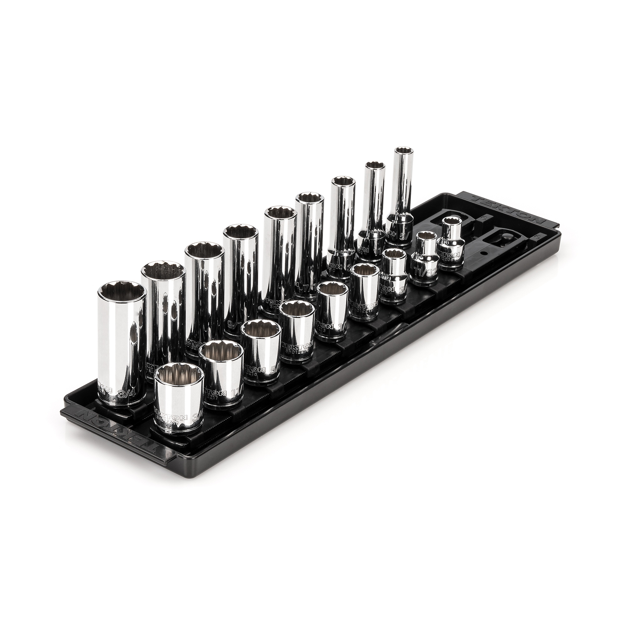 Tekton 12-Point Socket Set with Rails - 3/8in. Drive, 5/16in.-3/4in ...
