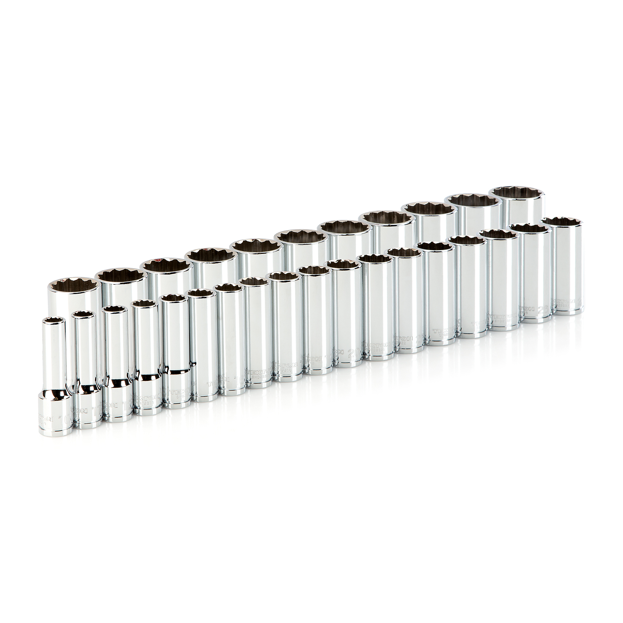 TEKTON 1/2 Inch Drive Deep 12-Point Socket Set, 29-Piece (10 - 38 mm) | SHD92016
