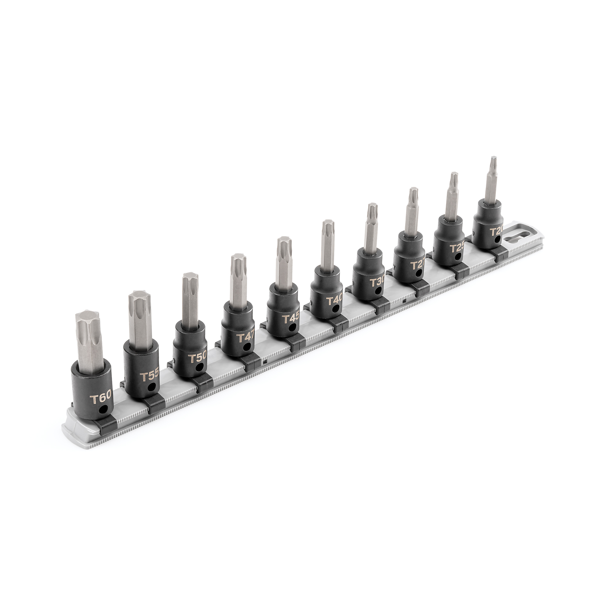 TEKTON 3/8 Inch Drive Torx Impact Bit Socket Set with Rail, 10-Piece (T20-T60) | SIB91103