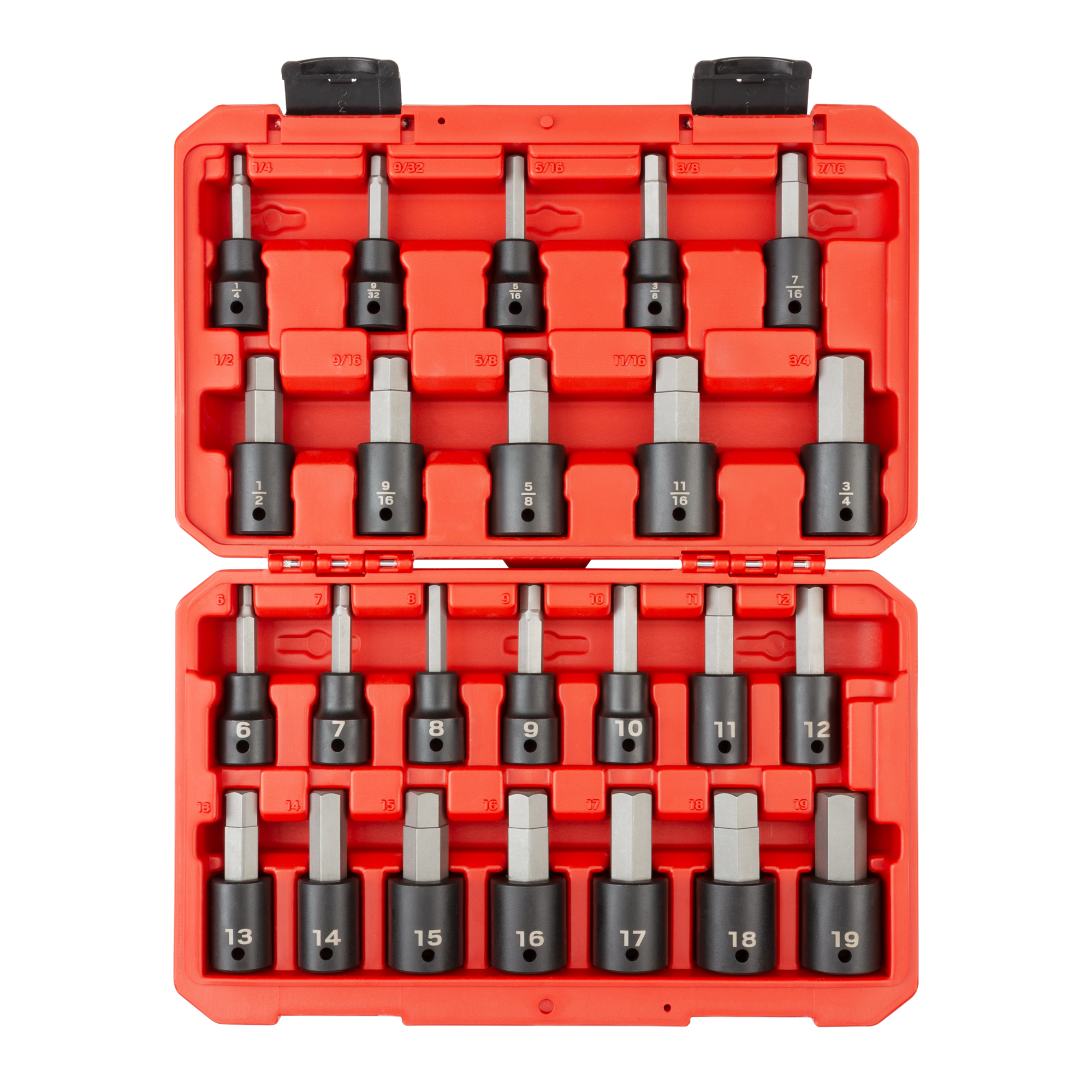 TEKTON 1/2 Inch Drive Hex Impact Bit Socket Set with Case, 24-Piece (1/4 - 3/4 in., 6 - 19 mm) | SIB92311