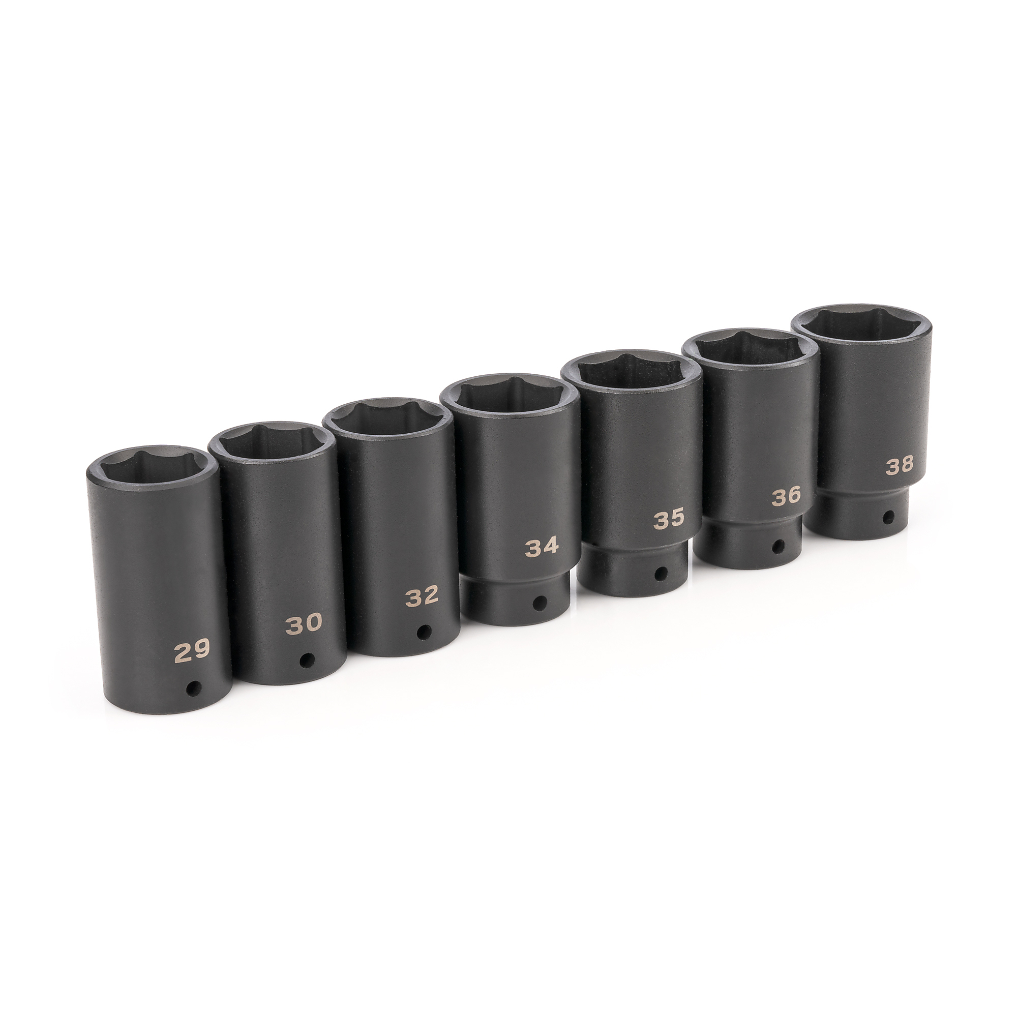 TEKTON 1/2 Inch Drive Deep 6-Point Axle Nut Impact Socket Set, 7-Piece (29 - 38 mm) | SID92003