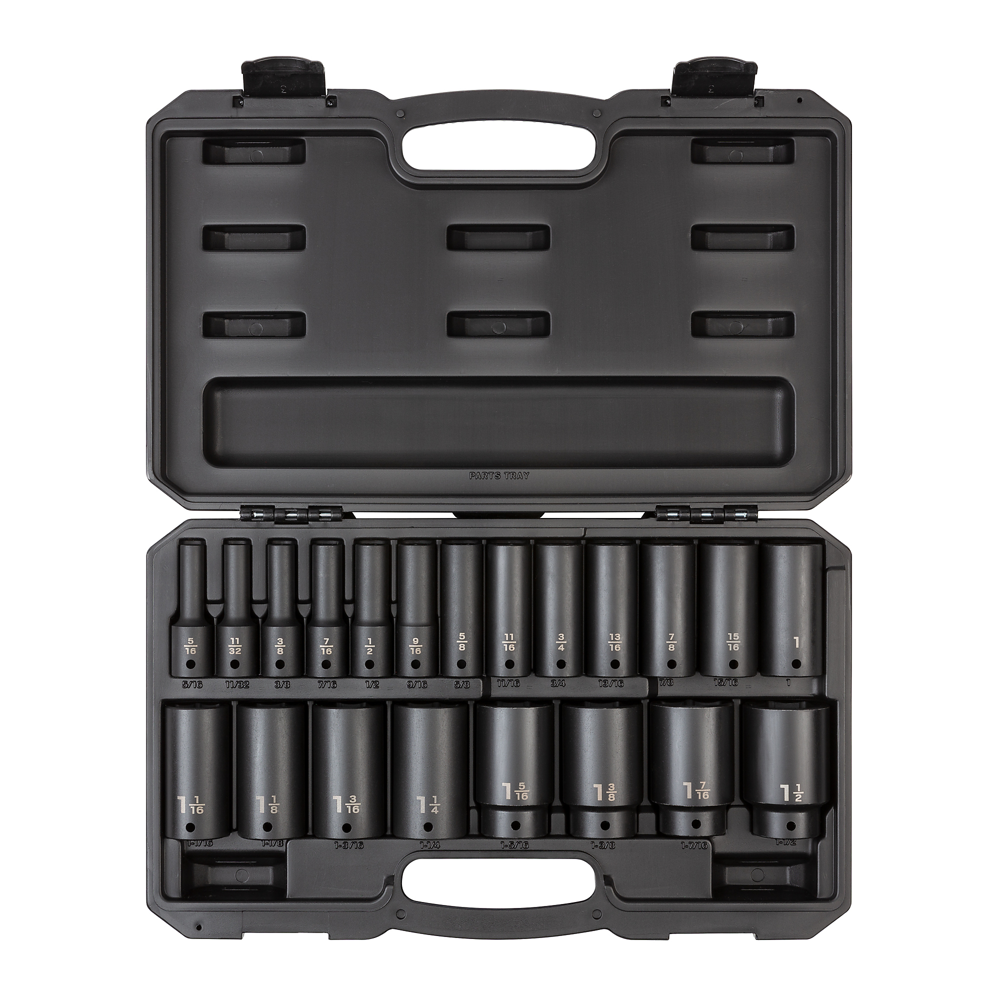 TEKTON 1/2 Inch Drive Deep 6-Point Impact Socket Set with Case, 21-Piece (5/16 - 1-1/2 in.) | SID92306