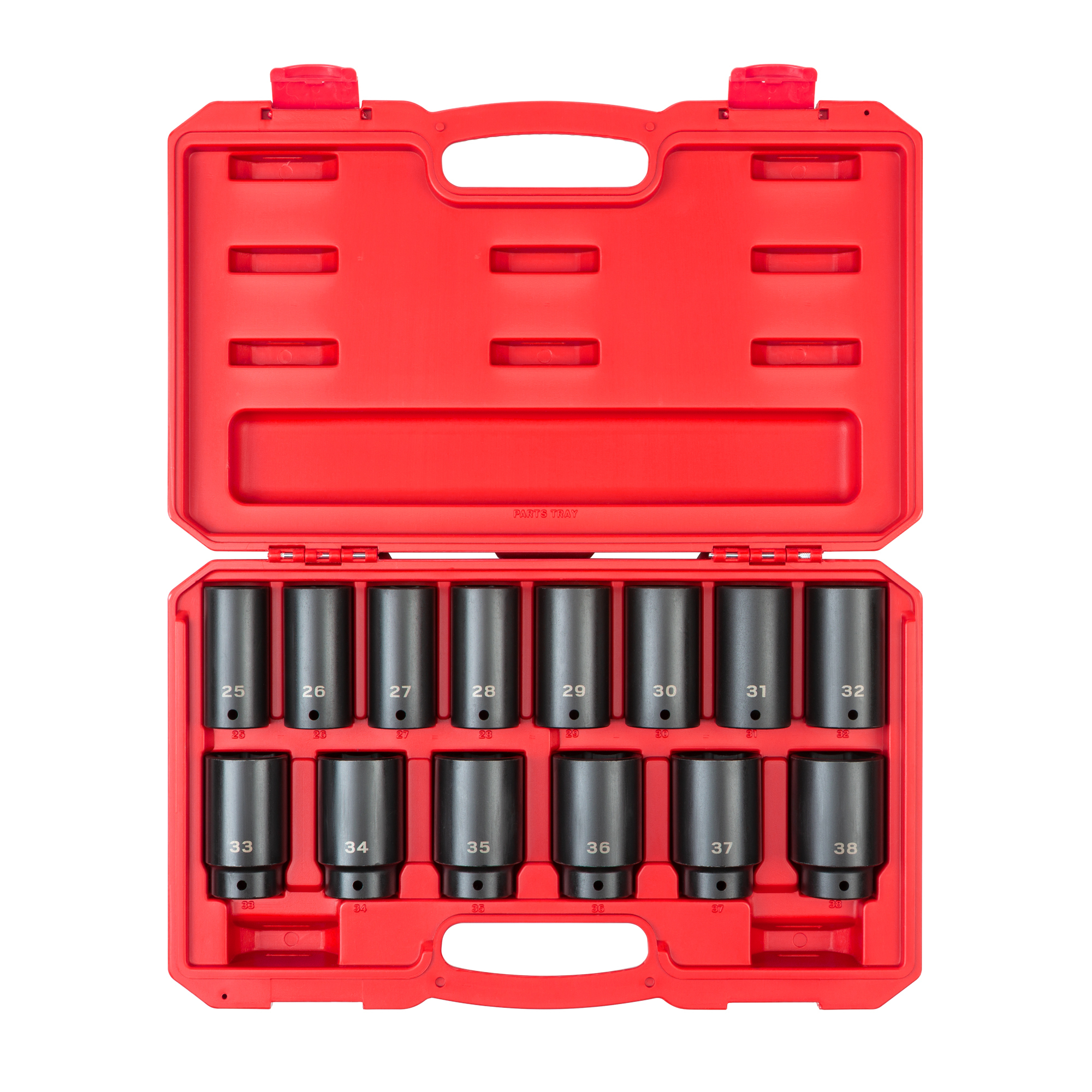 TEKTON 1/2 Inch Drive Deep 6-Point Impact Socket Set with Case, 14-Piece (25 - 38 mm) | SID92333