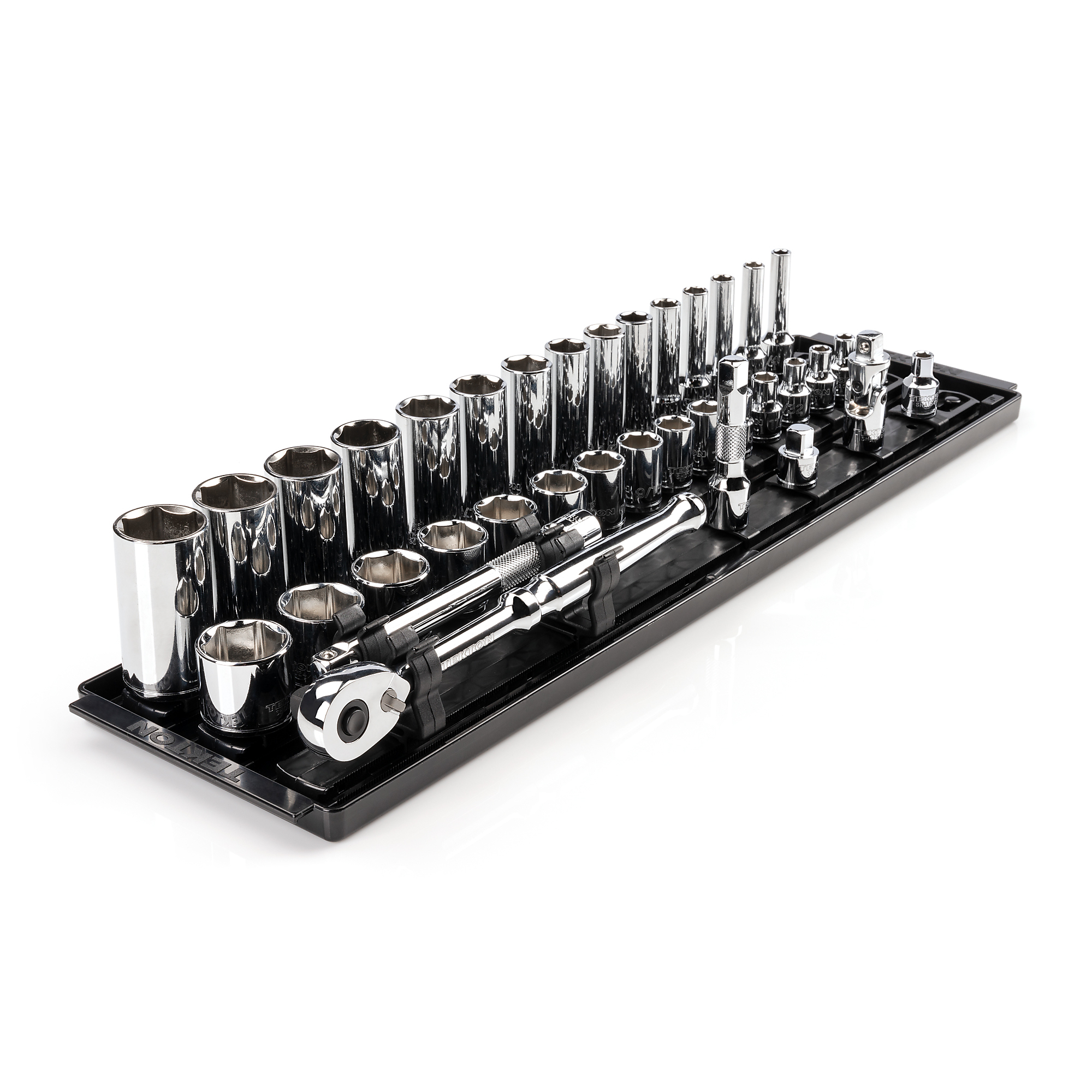 TEKTON 3/8 Inch Drive Shallow and Deep 6-Point Socket and Ratchet Set ...