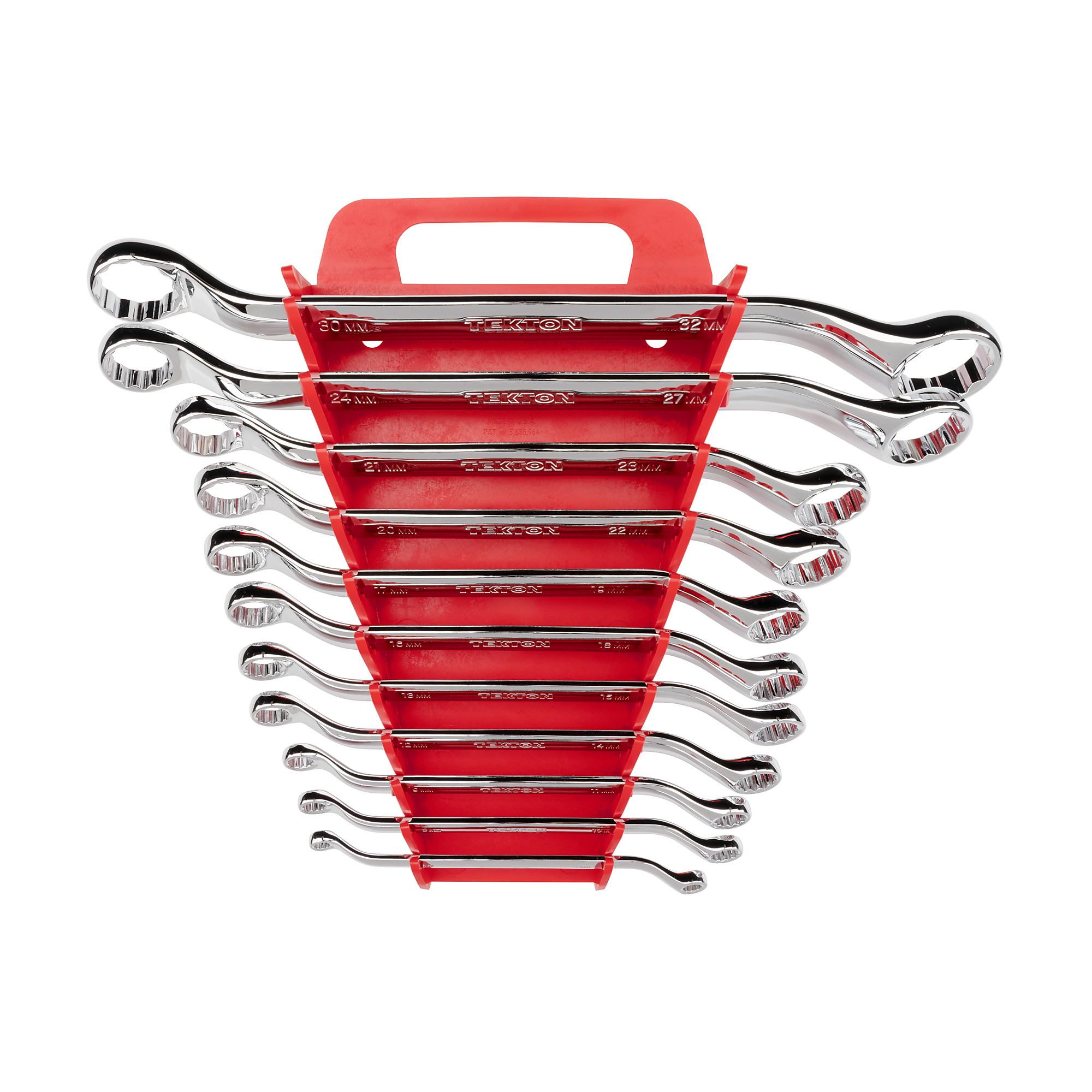 TEKTON 45-Degree Offset Box End Wrench Set with Holder, 11-Piece (6 - 32 mm) | WBE24411