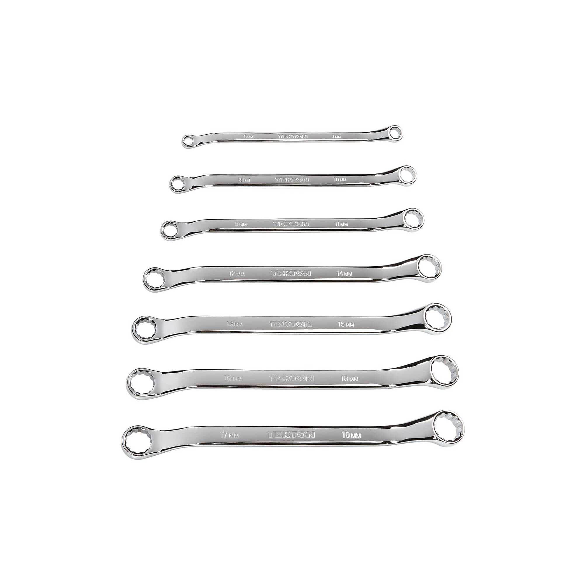 TEKTON 45-Degree Offset Box End Wrench Set, 7-Piece (6 - 19 mm) | WBE24007