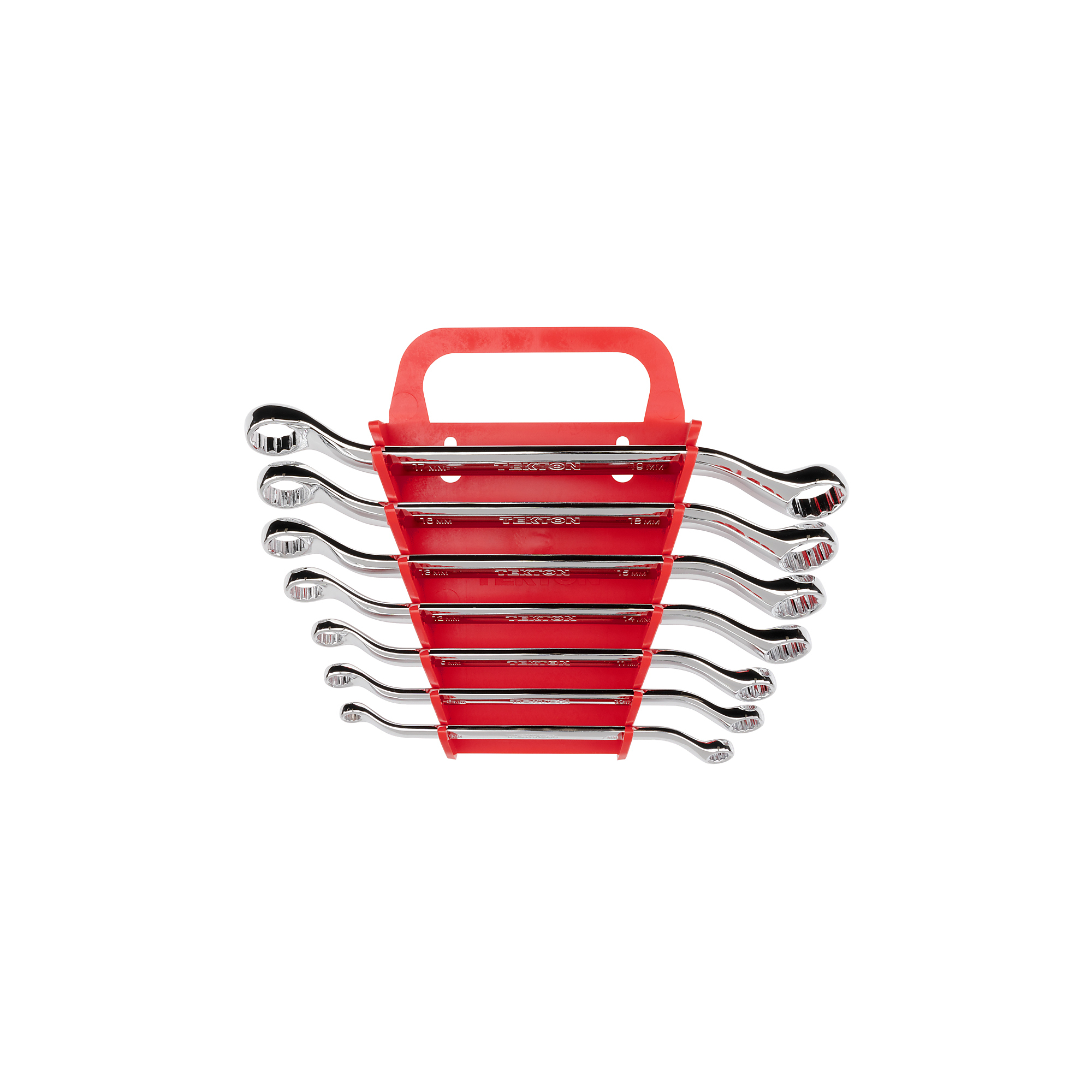 TEKTON 45-Degree Offset Box End Wrench Set with Holder, 7-Piece (6 - 19 mm) | WBE24407