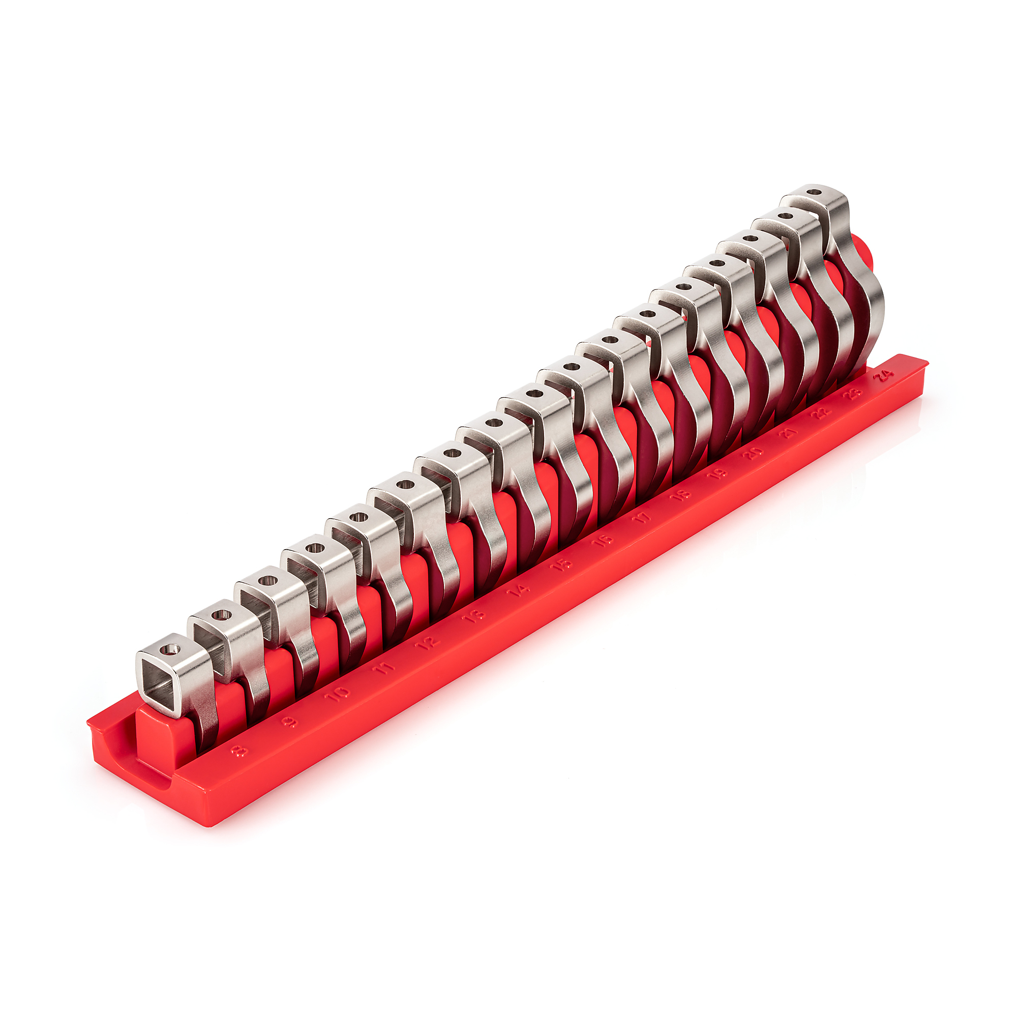 TEKTON 3/8 Inch Drive Crowfoot Wrench Set with Rack, 17-Piece (8 - 24 mm) | WCF95201