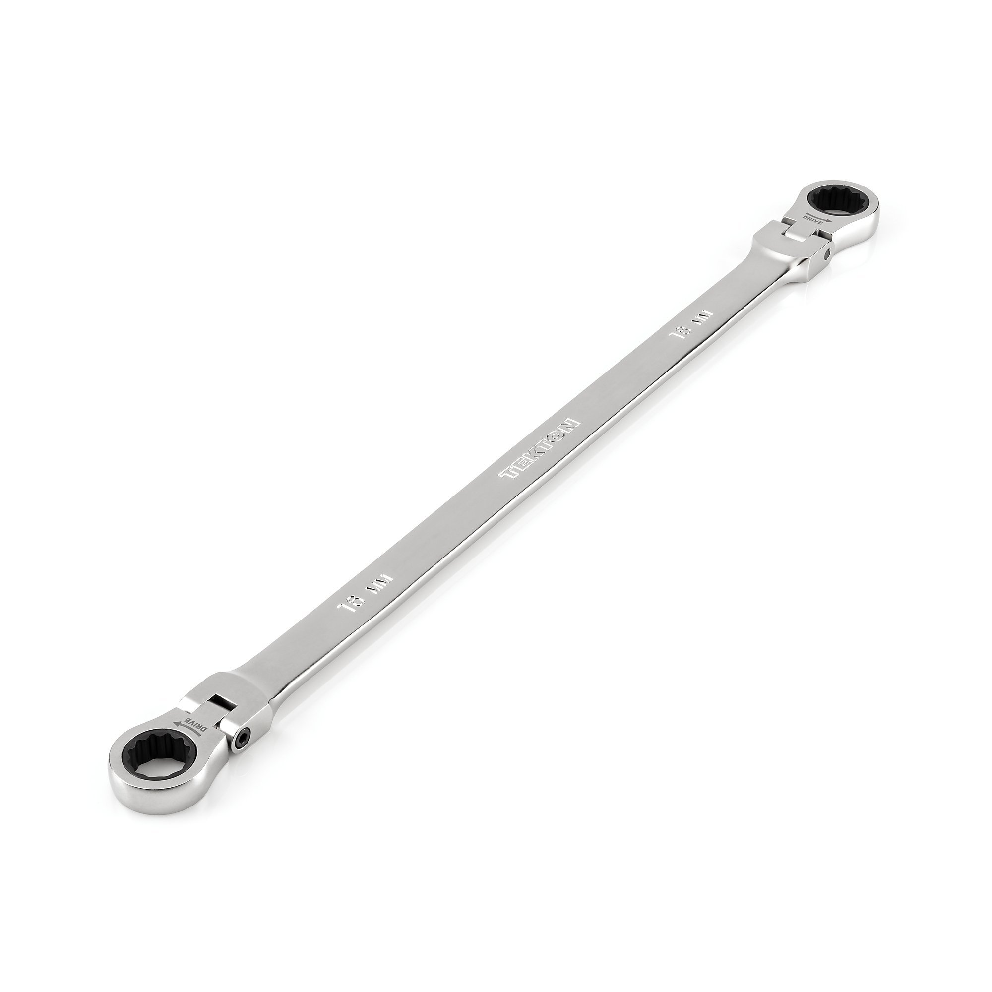 TEKTON 16 x 18 mm Long Flex Head 12-Point Ratcheting Box End Wrench | WRB36416