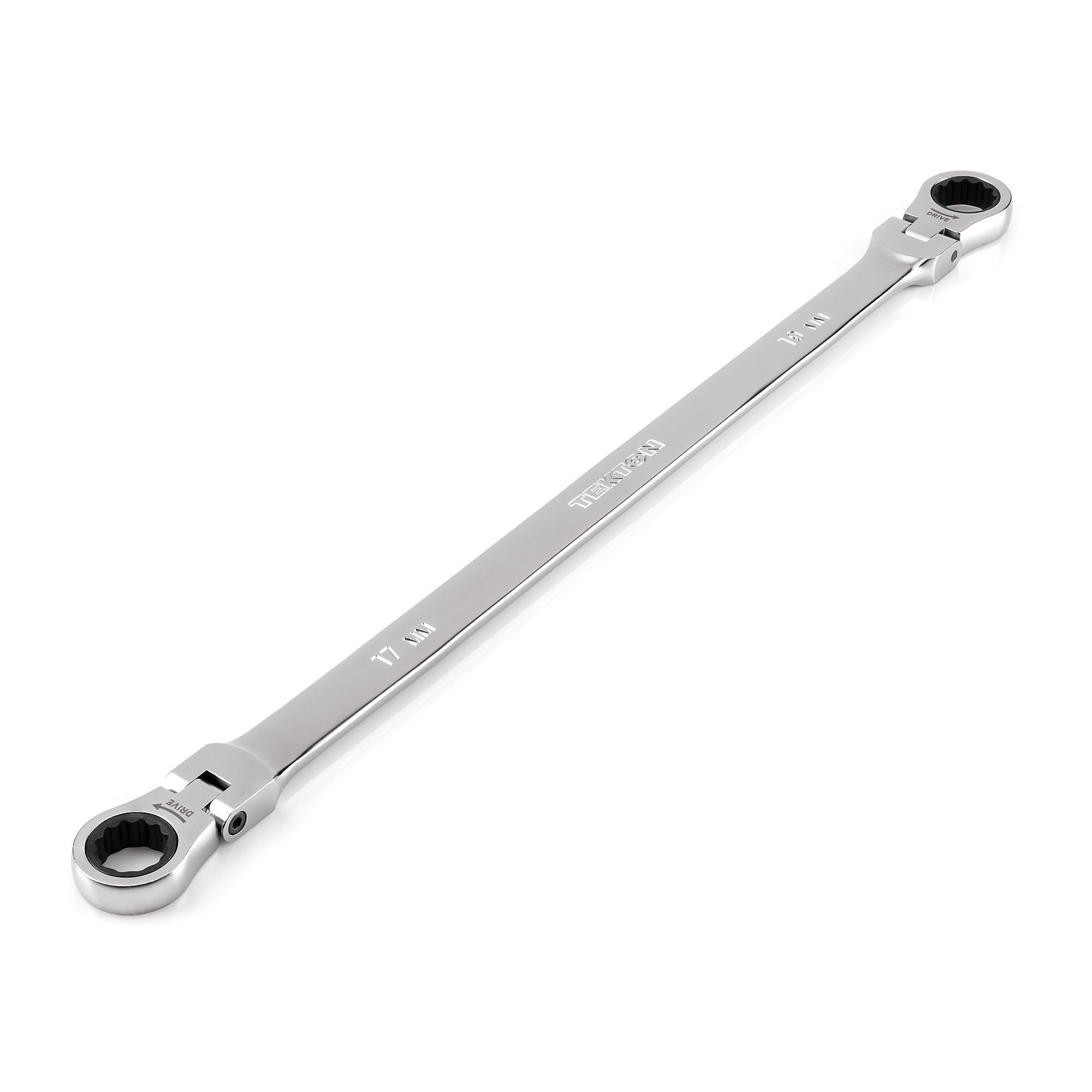 TEKTON 17 x 19 mm Long Flex Head 12-Point Ratcheting Box End Wrench | WRB36417