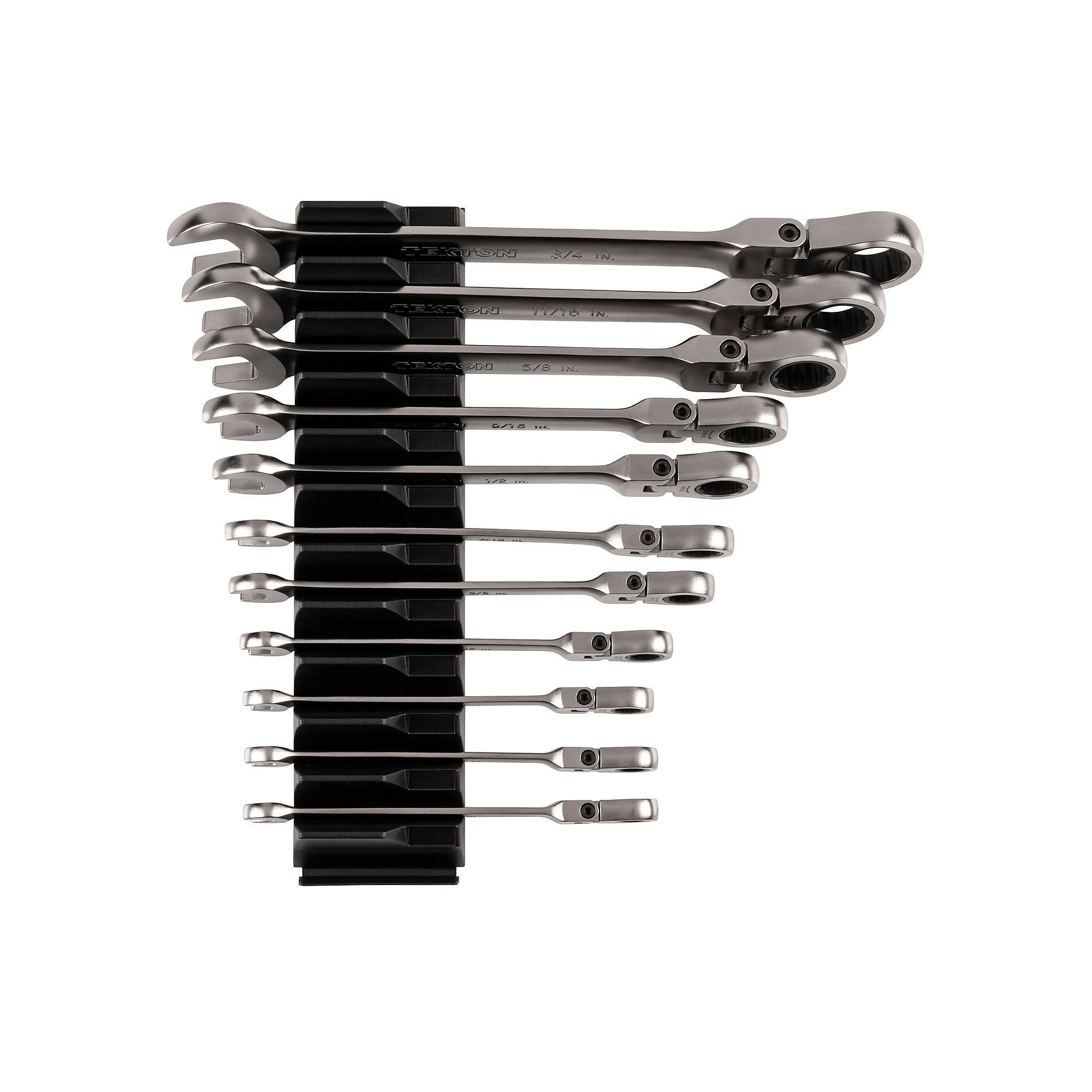 TEKTON Flex Head 12-Point Ratcheting Combination Wrench Set with Modular Organizers, 11-Piece (1/4-3/4 in.) | WRC95300