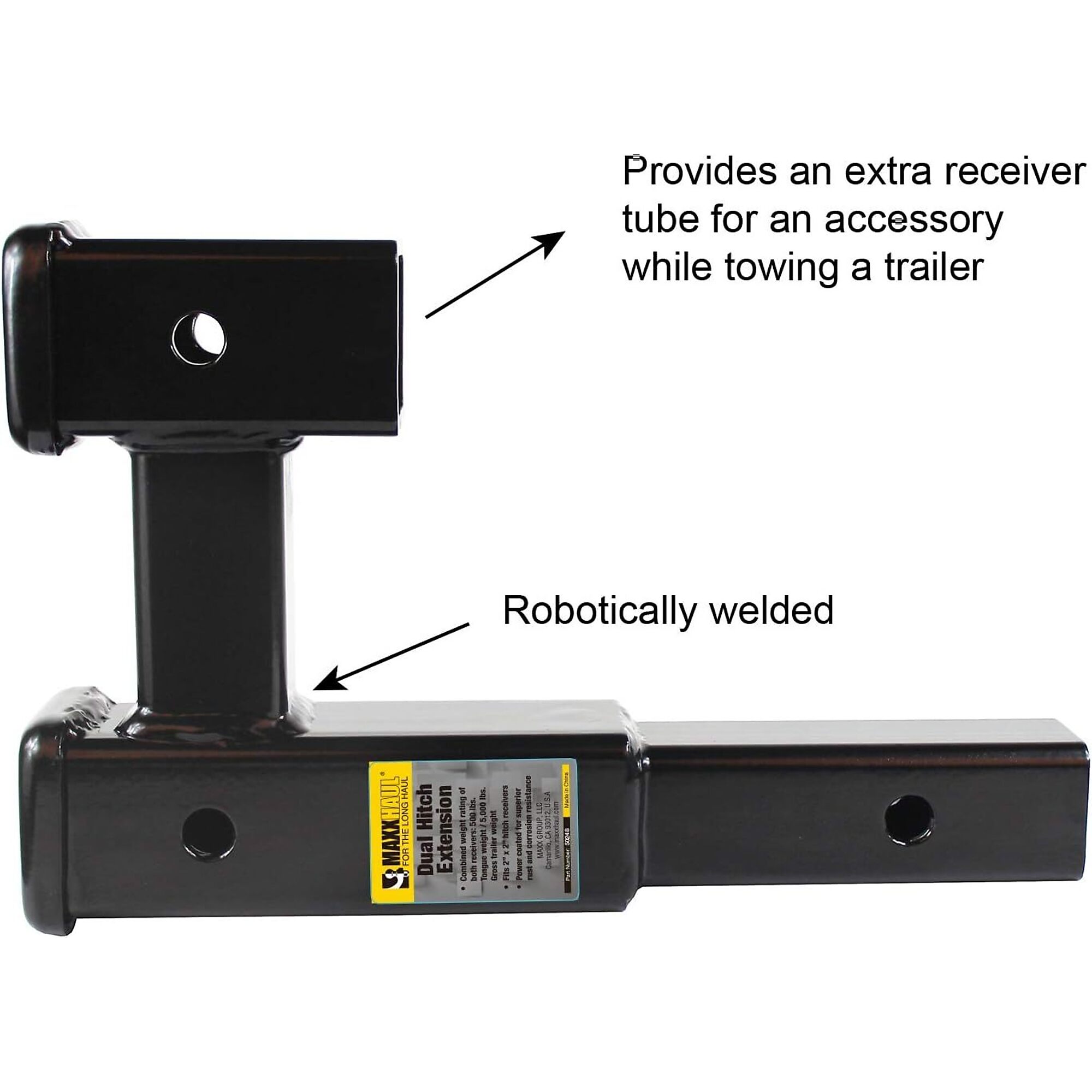 Avitec, Dual Hitch Extension with Single Post, Fits Receiver Size 2 in ...