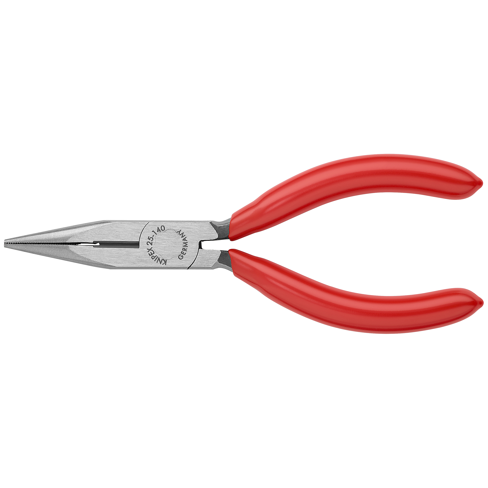 KNIPEX, Long Nose Pliers w/Cutter, Plastic Coating, 5.5in., Pieces (qty.) 1 Material Vanadium Steel, Jaw Capacity 0.094 in, Model# 25 01 140