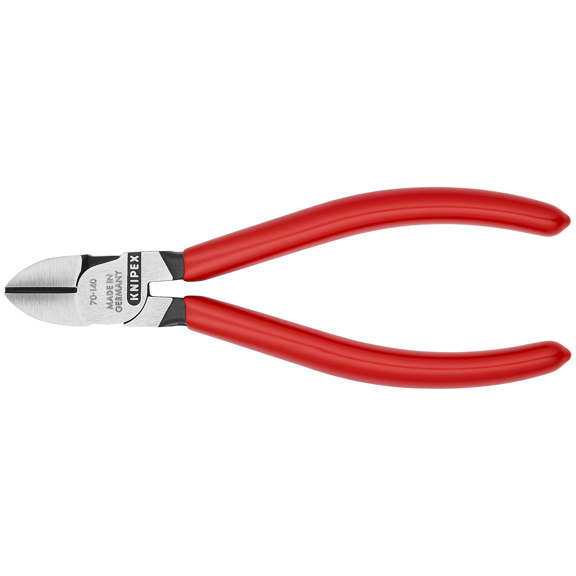 KNIPEX Diagonal Cutters, 5.5in., 0.156in. Jaw Capacity, Vanadium Steel, Model# 70 01 140