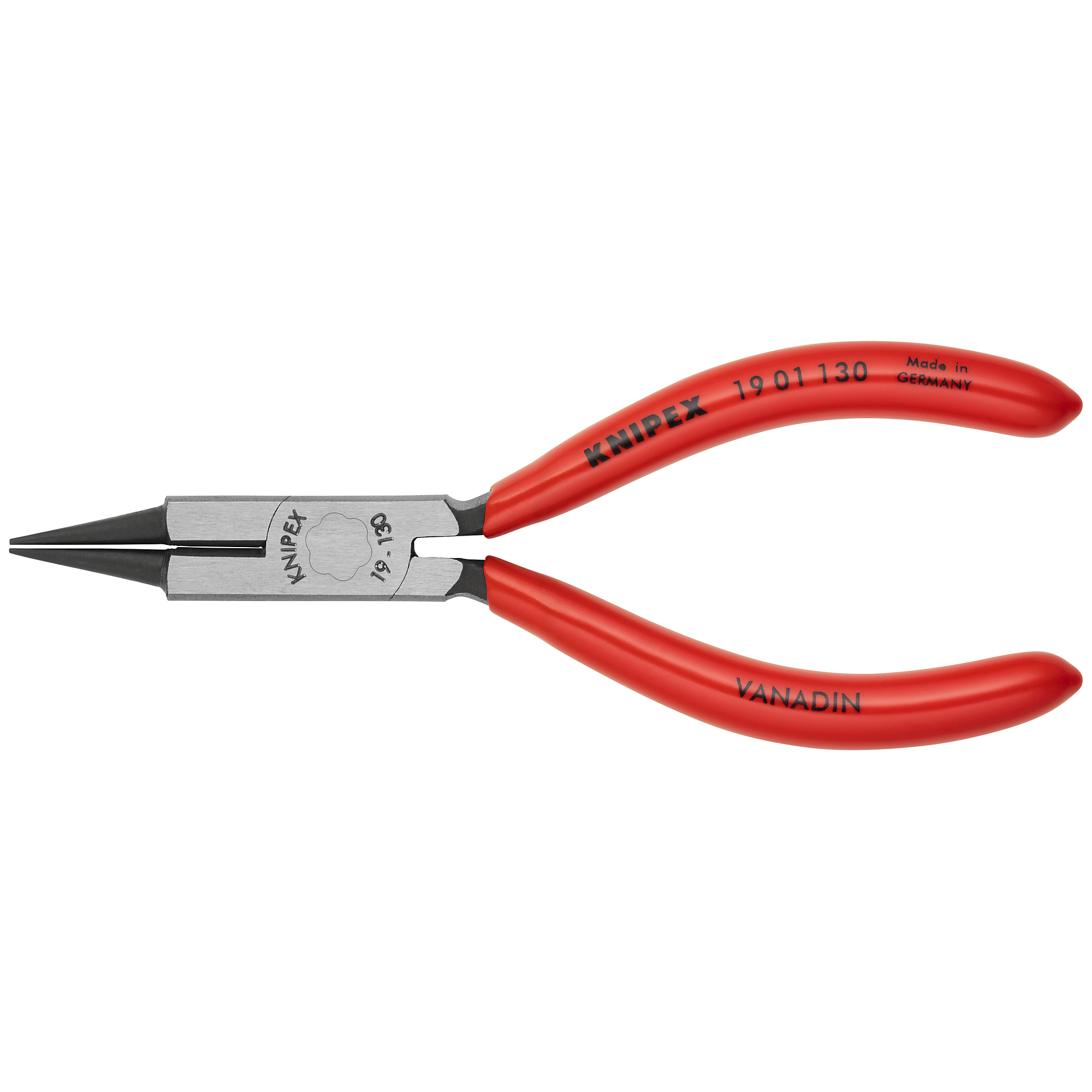 KNIPEX Jeweler's Pliers - 5.25in., Vanadium Steel, Non-Slip Plastic, 0.094in. Jaw Capacity, Model# 19 01 130