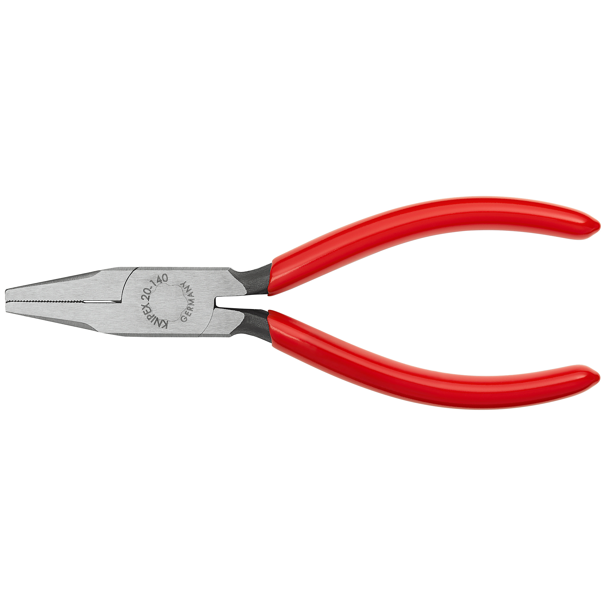 KNIPEX, Flat Nose Pliers, Non-Slip Plastic, 5.5in., Pieces (qty.) 1 Material Steel, Jaw Capacity 0.094 in, Model# 20 01 140