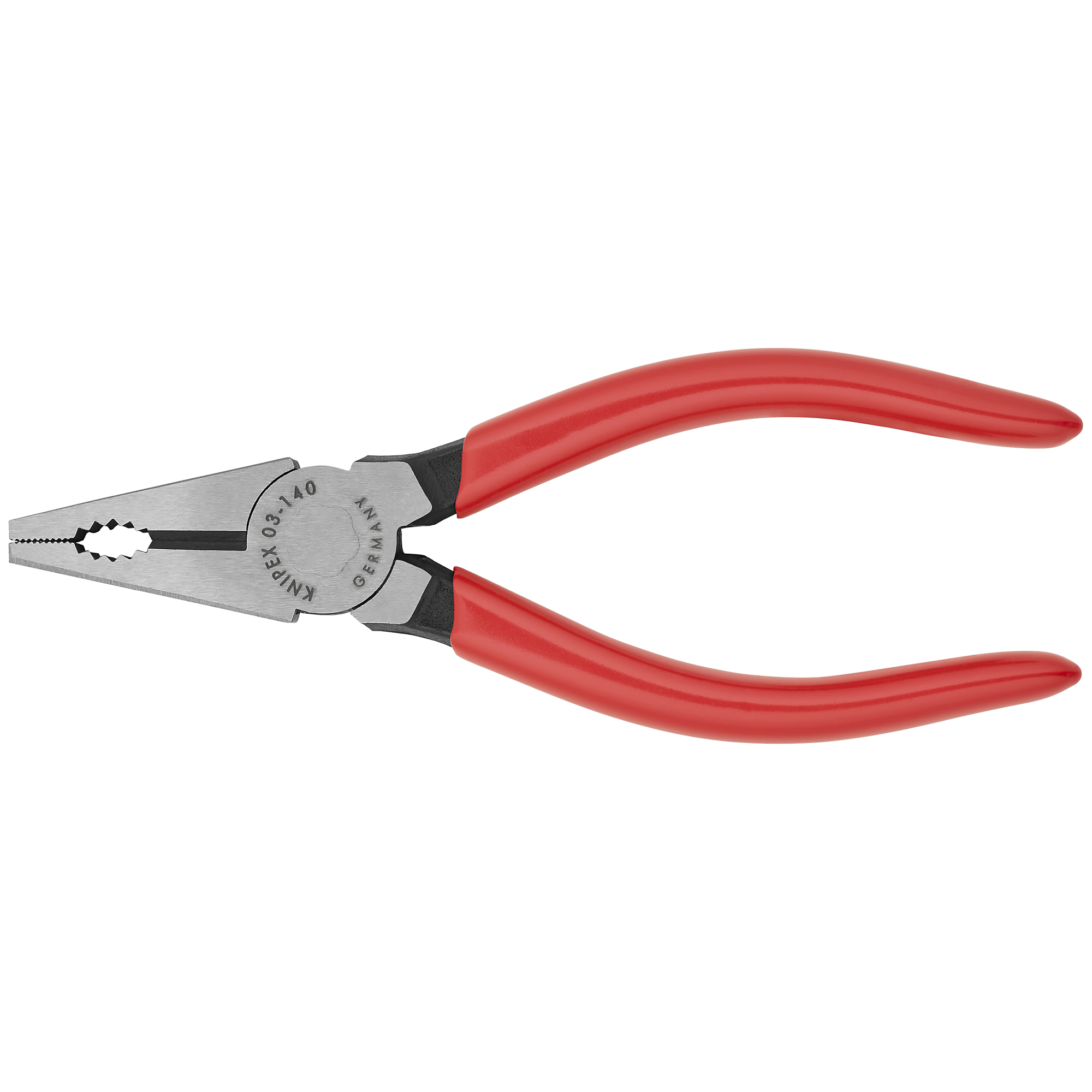 KNIPEX, Combination Pliers, Plastic Coating, 5.5in., Pieces (qty.) 1 Material Steel, Jaw Capacity 0.359 in, Model# 03 01 140