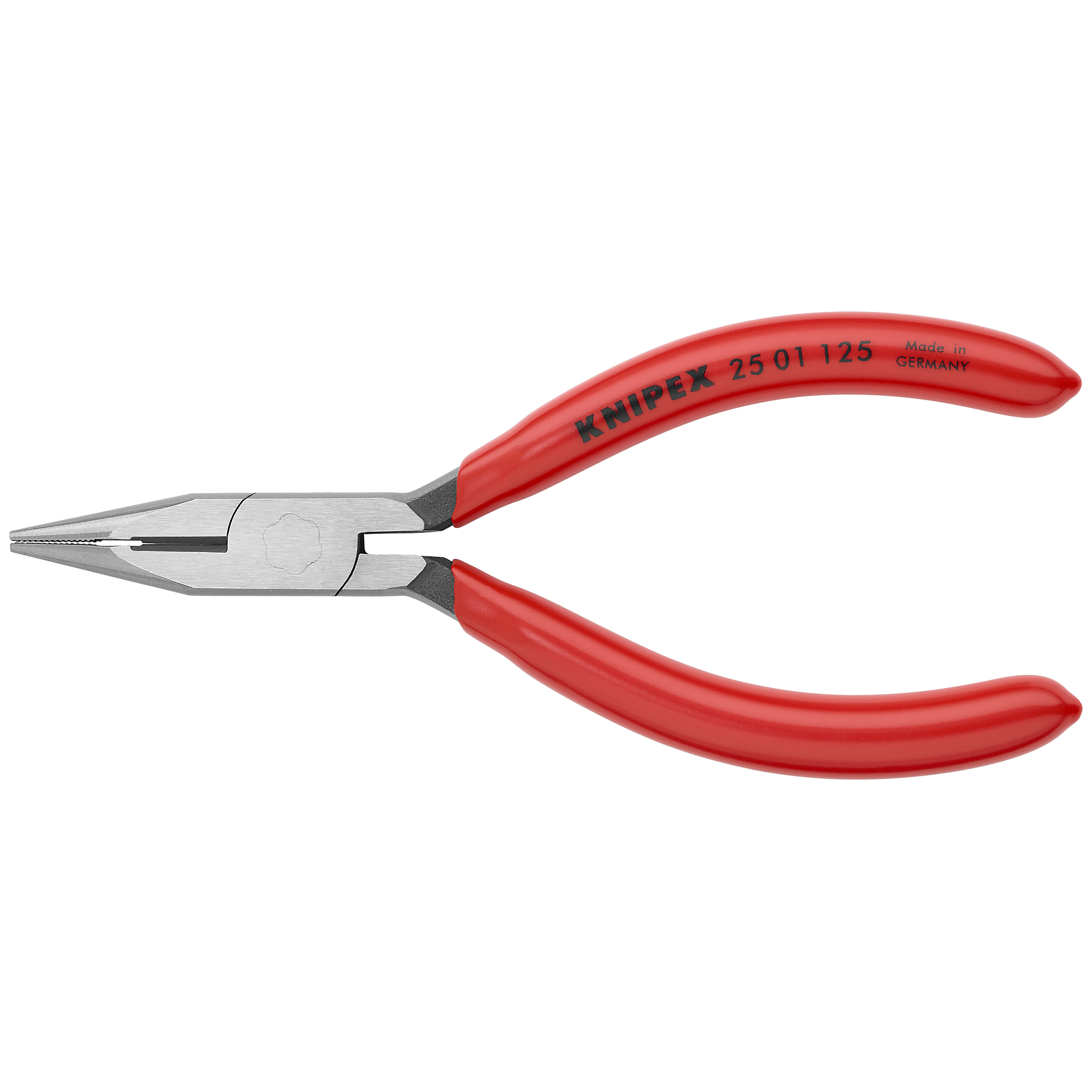 KNIPEX, Long Nose Pliers w/Cutter, Plastic Coating, 5in., Pieces (qty.) 1 Material Vanadium Steel, Jaw Capacity 0.094 in, Model# 25 01 125