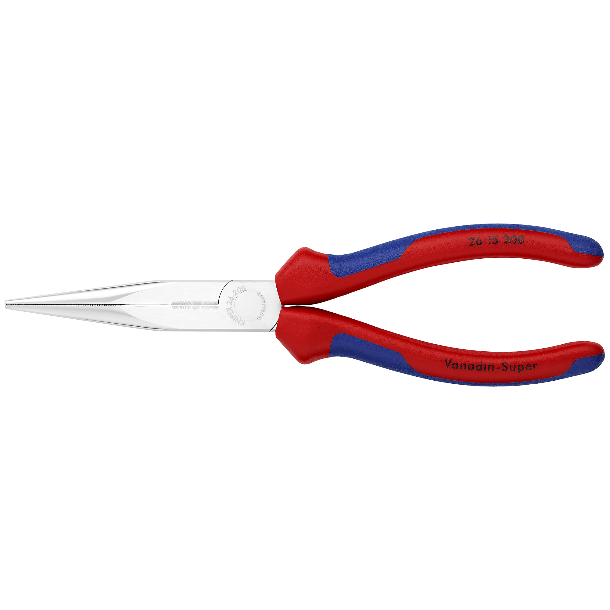 KNIPEX Long Nose Pliers with Cutter - 8in., Comfort Grip, Vanadium Steel, 0.094in. Jaw Capacity, Model# 26 15 200