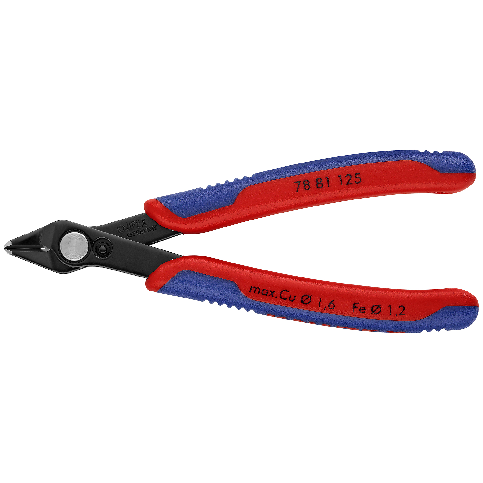 KNIPEX, Electr Super Knips, Comfort Grip, 5in., Pieces (qty.) 1 Material Steel, Jaw Capacity 0.063 in, Model# 78 81 125