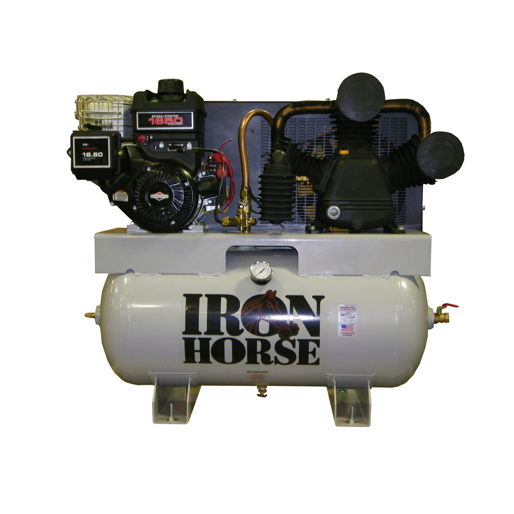 Iron Horse, 30 Gallon Truck Mount Compressor, Horsepower 14 HP, Air Tank Size 30 Gal, Model# IH12G30TRKE-BS