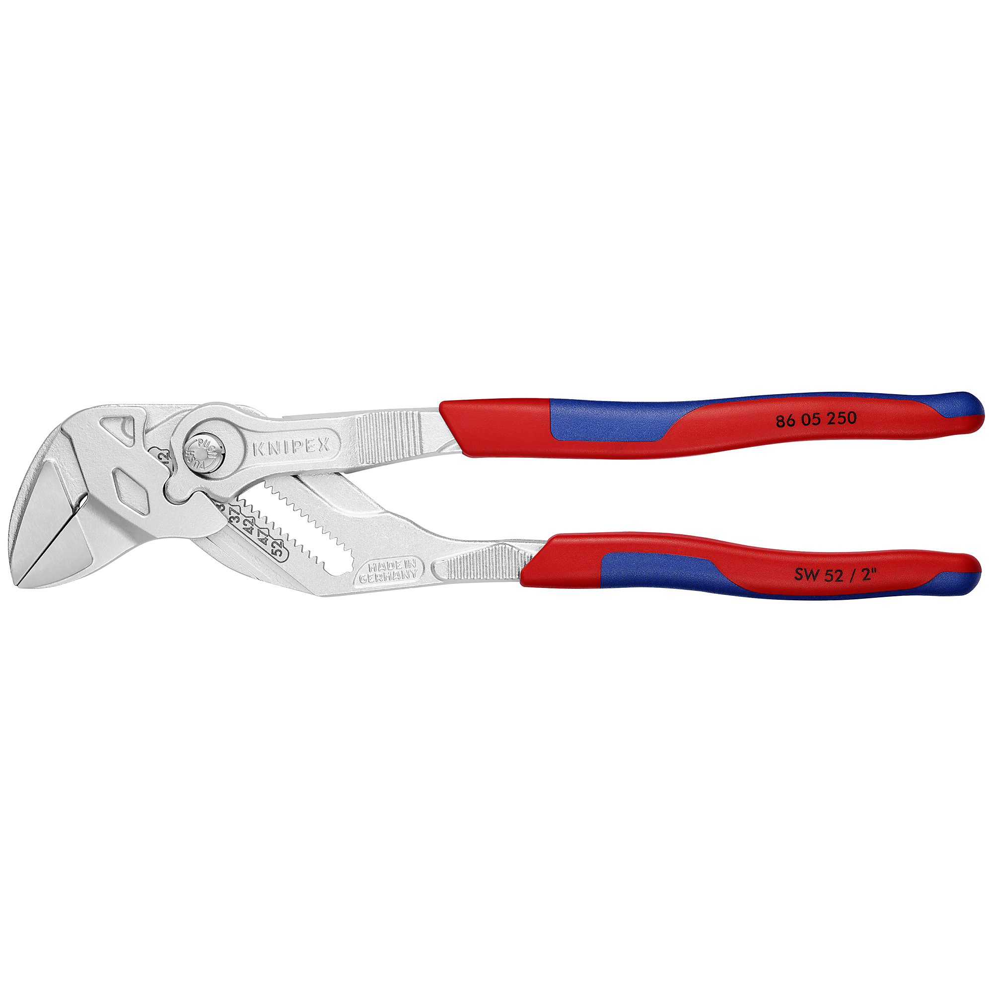 KNIPEX Pliers Wrench - 10in., Slim Comfort Grip, Chrome Vanadium, 2in. Jaw Capacity, Model# 86 05 250
